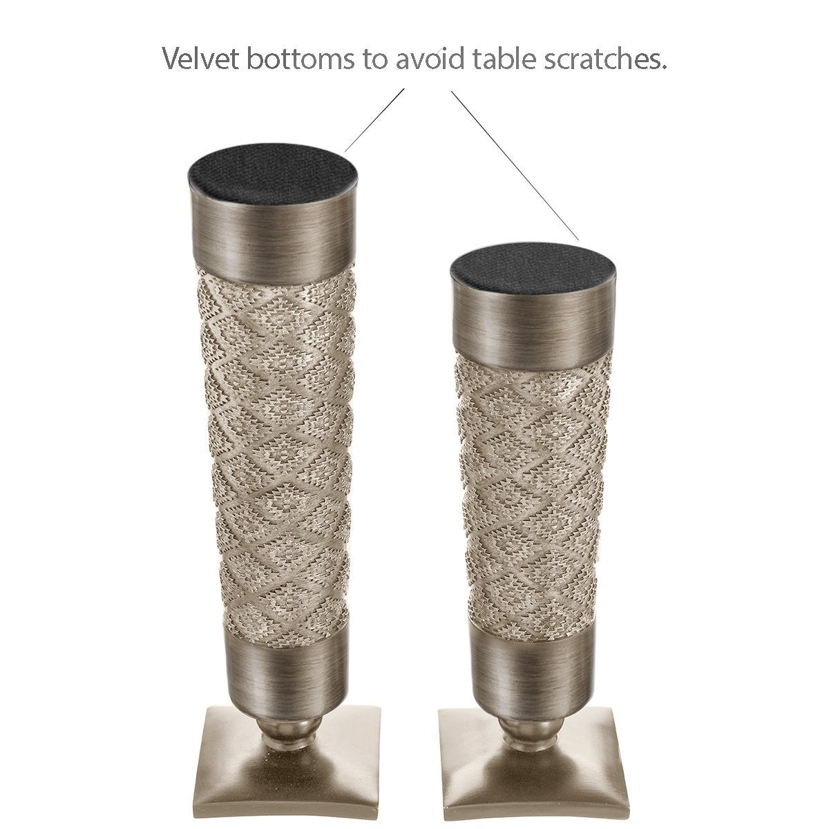 Creative Scents Dublin Silver Decorative Candle Holder Set of 2 - Home Decor Pillar Candle Stand, Coffee Table Mantle Decor centerpieces for Fireplace, Living or Dining Room Table, Gift Boxed