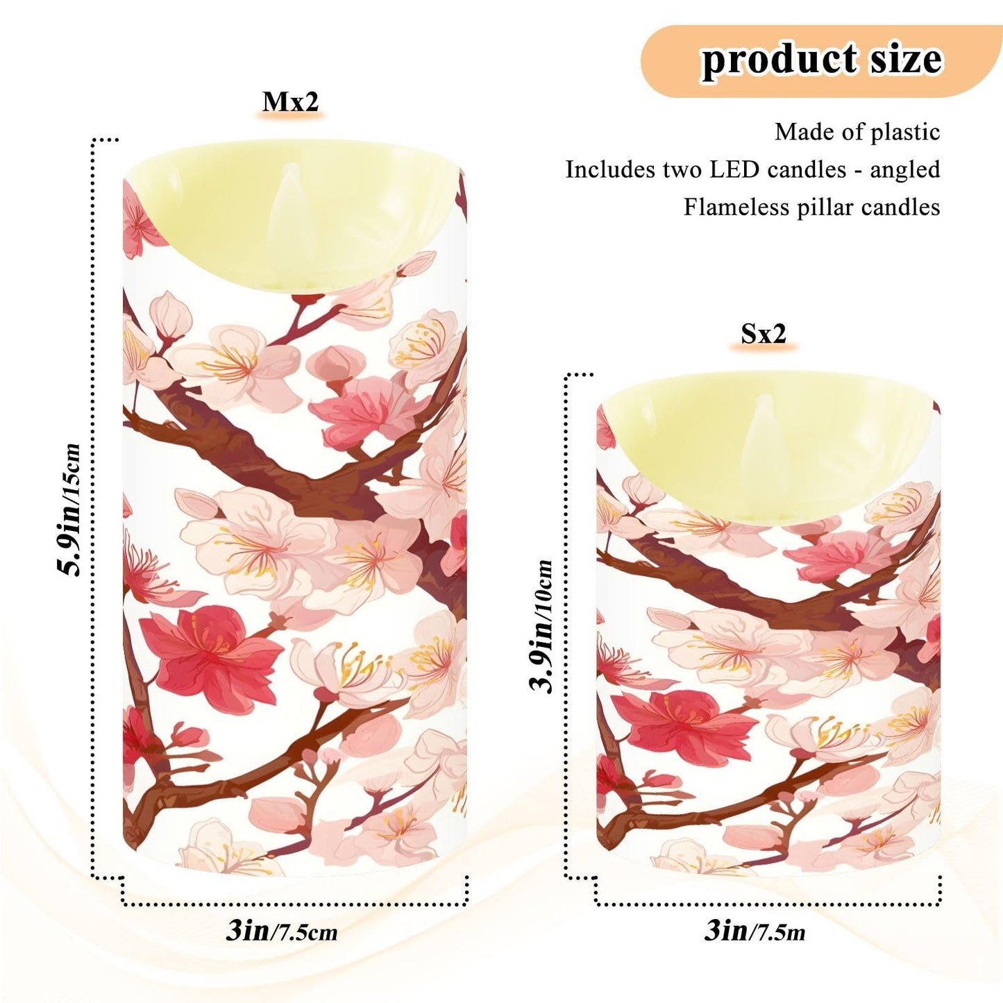 ALAZA Flower Multiple Pink Flickering Flameless Candles Battery Operated with Remote Timer,Tea Light Candles LED Pillar Votive Set of 2 for Outdoor Indoor Decorations 3" x3.9"