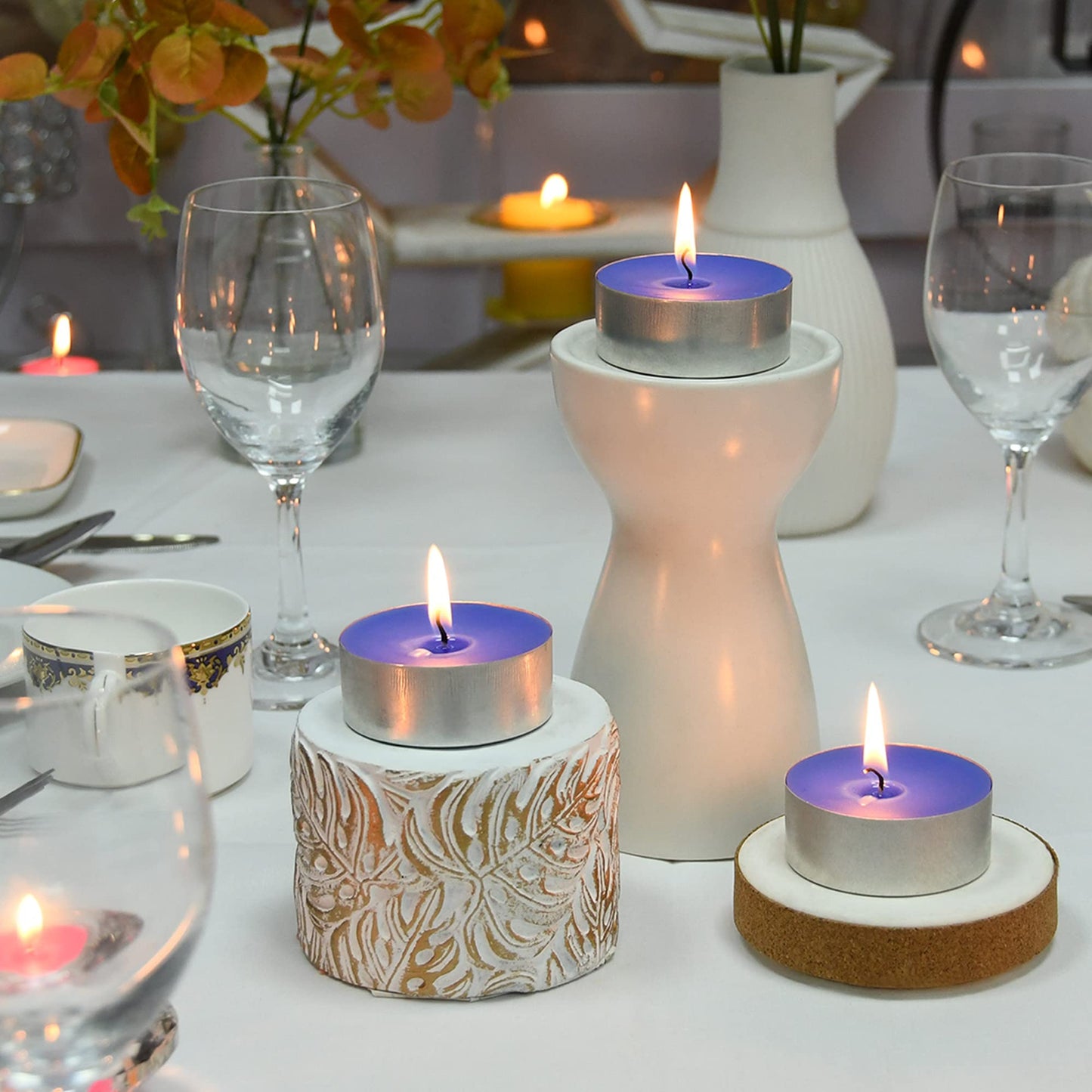 Zest Candle 12-Piece Tin Cups Tealight Candles, Mega Oversized Blue s