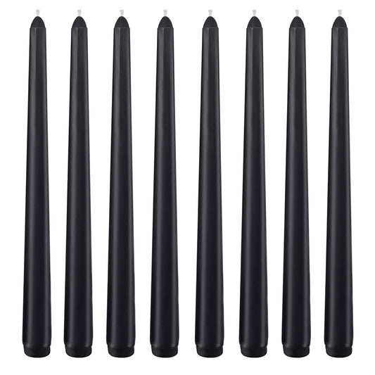 8 Pack 10 Inch Black Taper Candle Set, 7/8 Inch Unscented Driples Candlesticks for Home Decoration, 6-7 Hours Burn