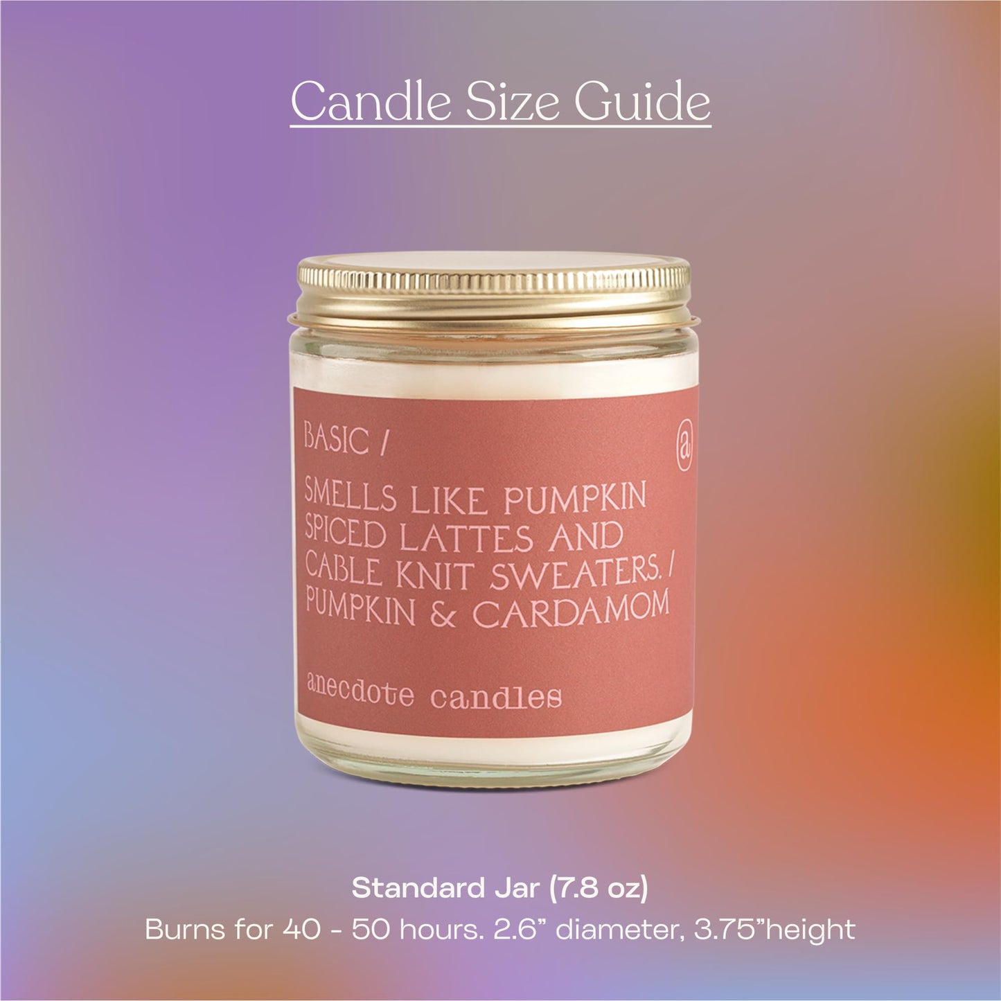 Anecdote Candles ‘Basic' Coconut Soy Wax Candle Jar | Premium Hand Poured & Long Burning | Pumpkin & Cardamom Scent | Phthalate-Free | for Home, Office, Gift - 7.8 Oz