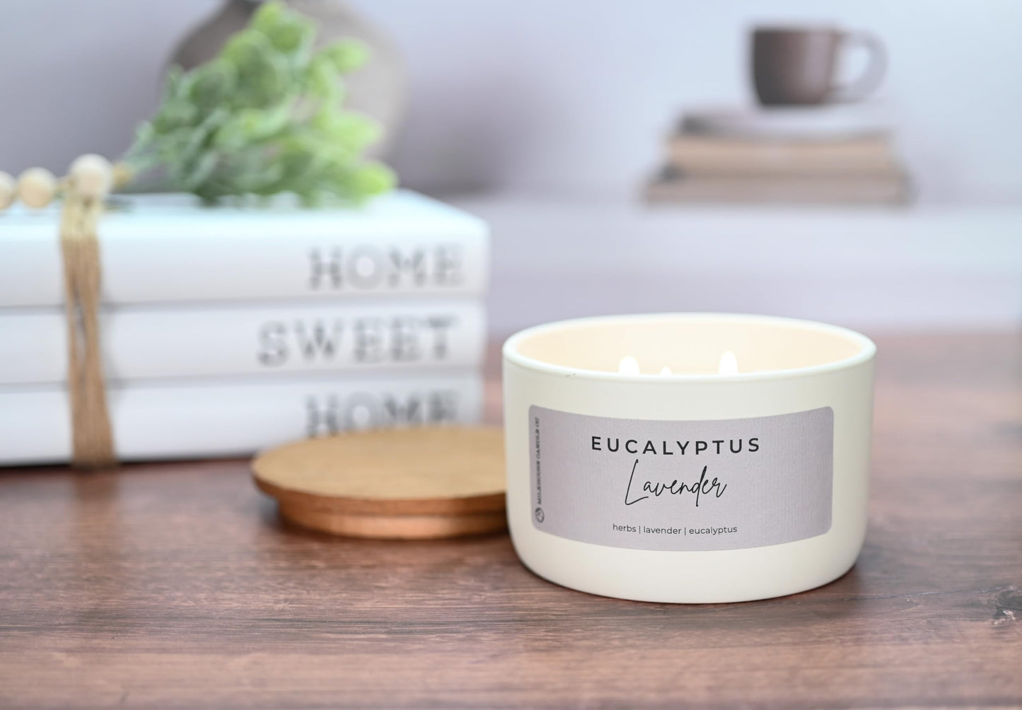 Milkhouse Candle Company Eucalyptus Lavender Soy Candle - Herbs | Lavender | Eucalyptus Scented - 10 oz Signature Statement Candle with Lid, 20+ Hour Burn Time, Made in the USA