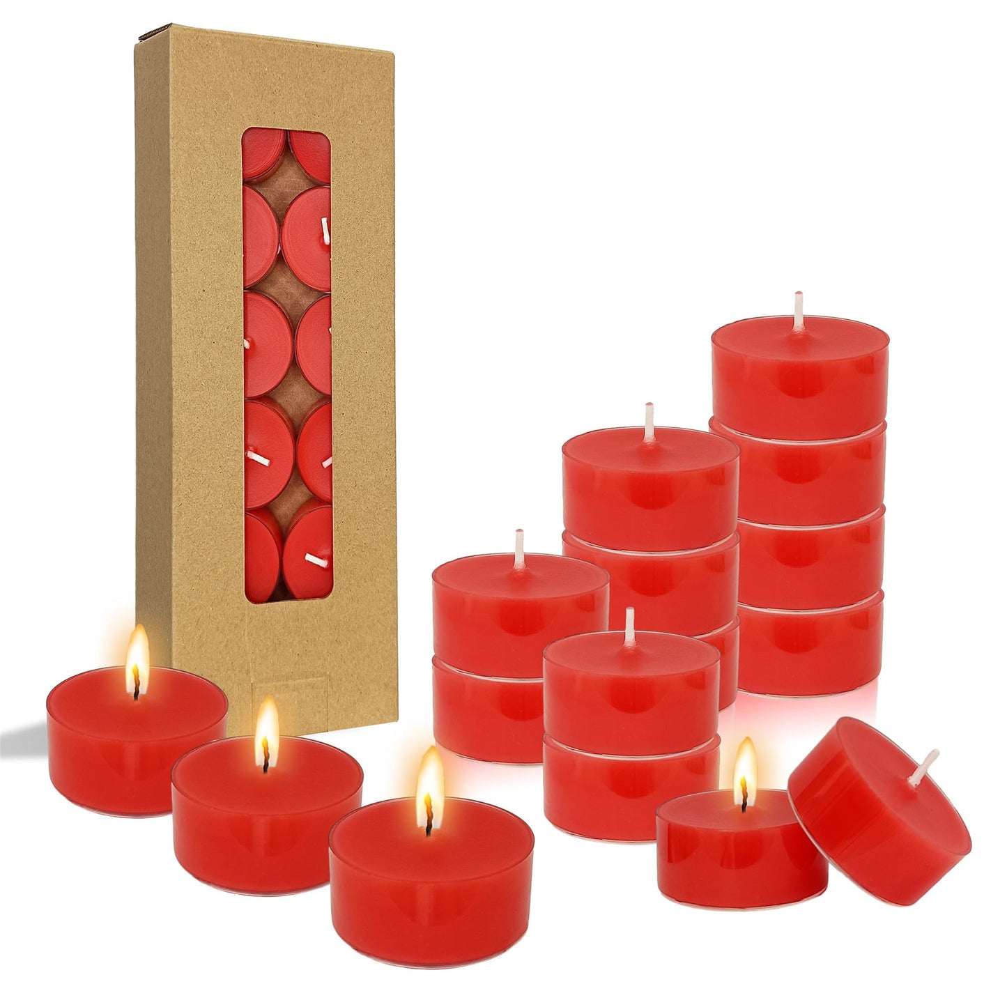 Scented Tealight Candles Handmade Candlesticks,24pcs Round Tea Light Candles Natural Scent Wax Tealight Candle Smokeless Candle Stciks for Spa Home Decor Party Gifts (01-24S-RDSB)