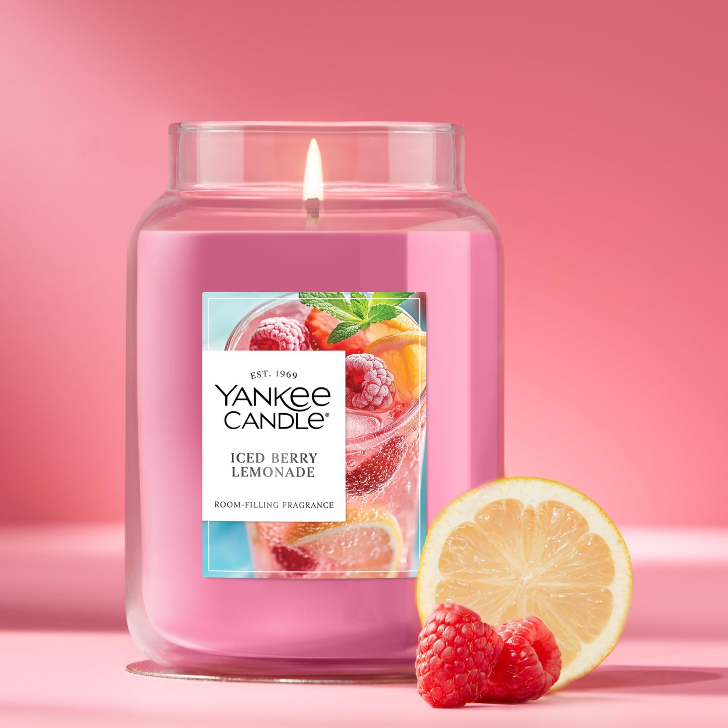 Yankee Candle Iced Berry Lemonade Scented Candle, 22oz Large Jar with up to 150 Hour Burn Time, Giftable