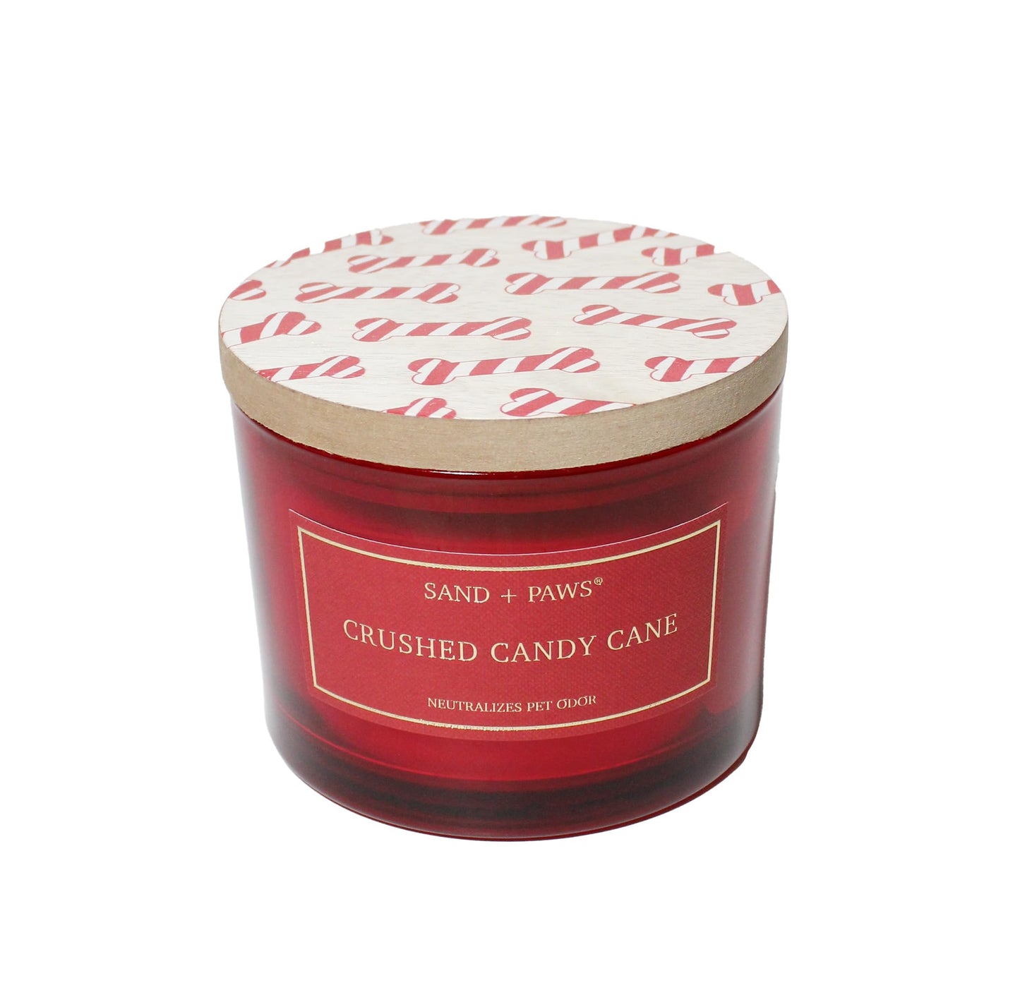 Sand + Paw Scented Candle - Crushed Candy Cane – Additional Scents and Sizes – 100% Cotton Lead-Free Wick - Luxury Air Freshening Jar Candles - Perfect Home Decor – 12oz
