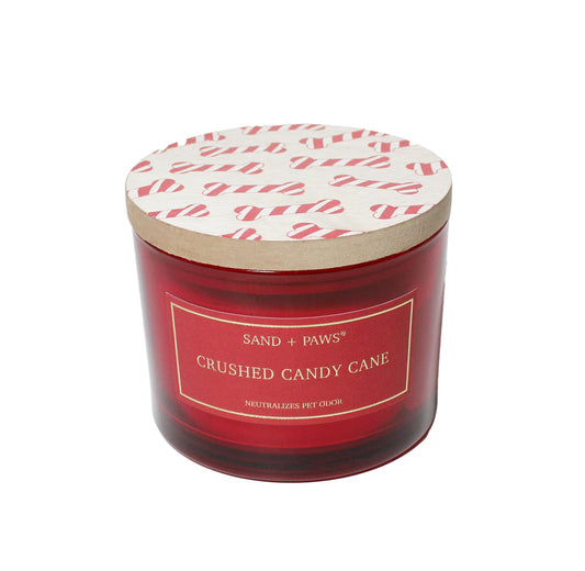 Sand + Paw Scented Candle - Crushed Candy Cane – Additional Scents and Sizes – 100% Cotton Lead-Free Wick - Luxury Air Freshening Jar Candles - Perfect Home Decor – 12oz