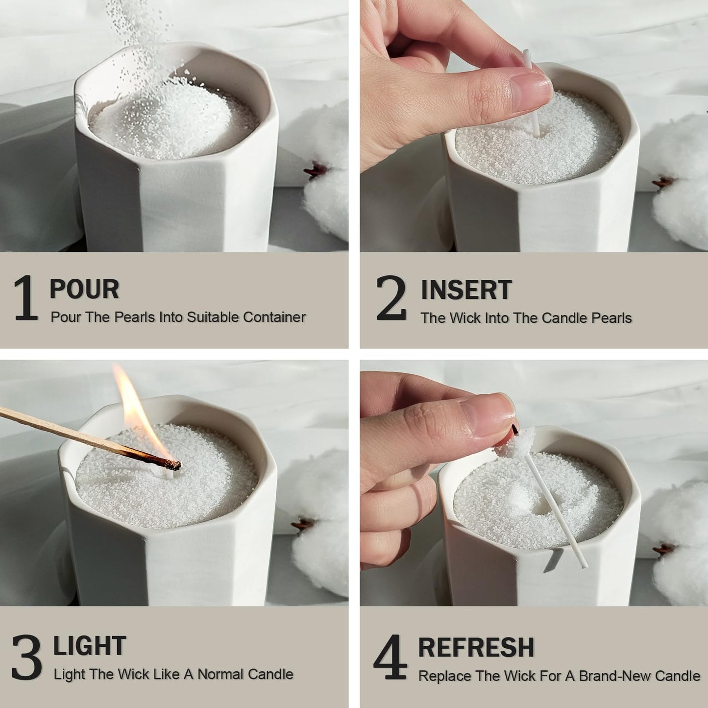 Pearled Candle Cotton Wicks 100-Pack for Sand Candles Making - 2Inch Metal-Free and Lead-Free Refill Sand Wax Wick for Candle Making DIY (Black)