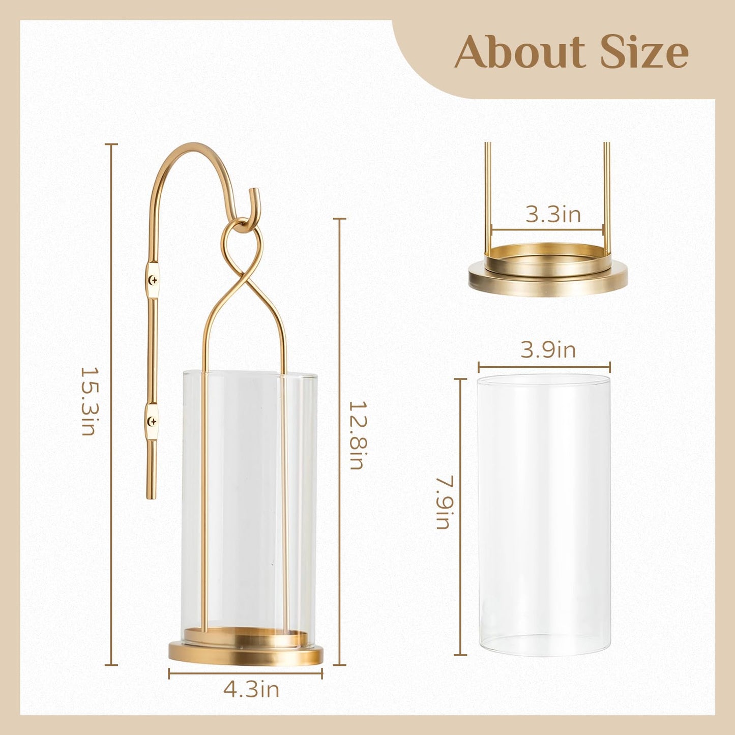 Walasis Gold Candle Sconces Wall Decor: Set of 2 Wall Candle Holder for Pillar Candles - Modern Metal Hurricane Lantern Decoration for Indoor Porch Fireplace Bathroom Living Room