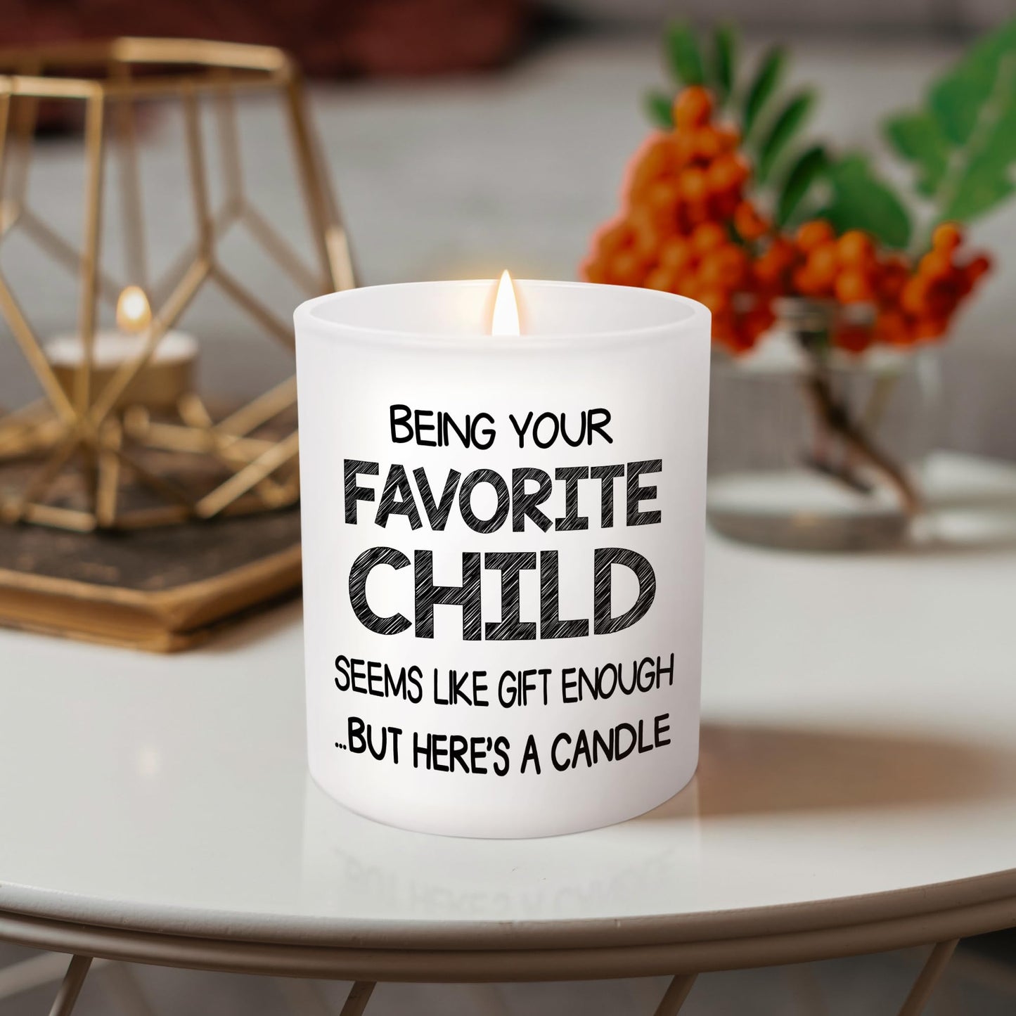 TEEZWONDER Mothers Day Gifts for Mom from Daughter Son - Favorite Child Vanilla Lavender Candle 10 oz - Dad Mom Birthday Gifts, Funny Gift for Grandma Grandpa, Scented Candles for Men Women