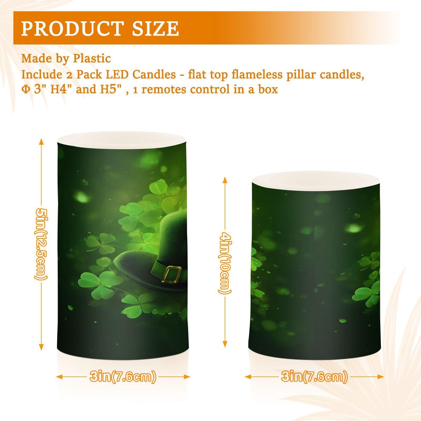 Flameless Candles Battery Operated St Patrick's Day Clover Flickering Led Pillar Candles With Remote Control Black Green Shamrock Colour Changing Warm Light Candles For Halloween Christmas Wedding