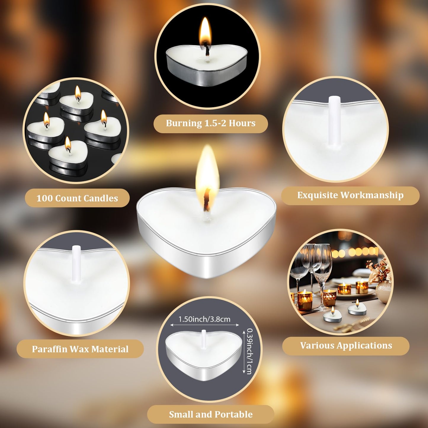 Threlaco 200 Sets Wedding Favors for Guests Bulk Mini Heart Shaped Candles Wedding Party Favors for Guests with Thank You Cards and Organza Bags Bridal Shower Party Souvenir Candle Gifts