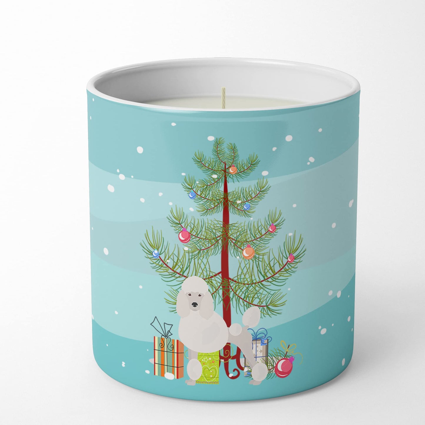 Caroline's Treasures CK3478CDL Miniature Poodle Christmas Tree 10 oz Decorative Soy Candle Nature Soy Wax Essential Oil Home Decor Ideal for Bedroom Kitchen Bath Office Gift, 10 oz