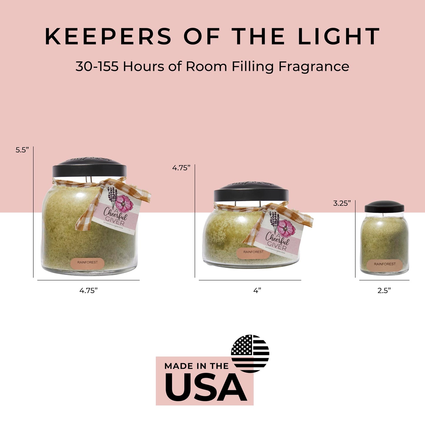 A Cheerful Giver - Rainforest - 22oz Mama Scented Candle Jar with Lid - Keepers of the Light - 125 Hours of Burn Time, Gift for Women, Green