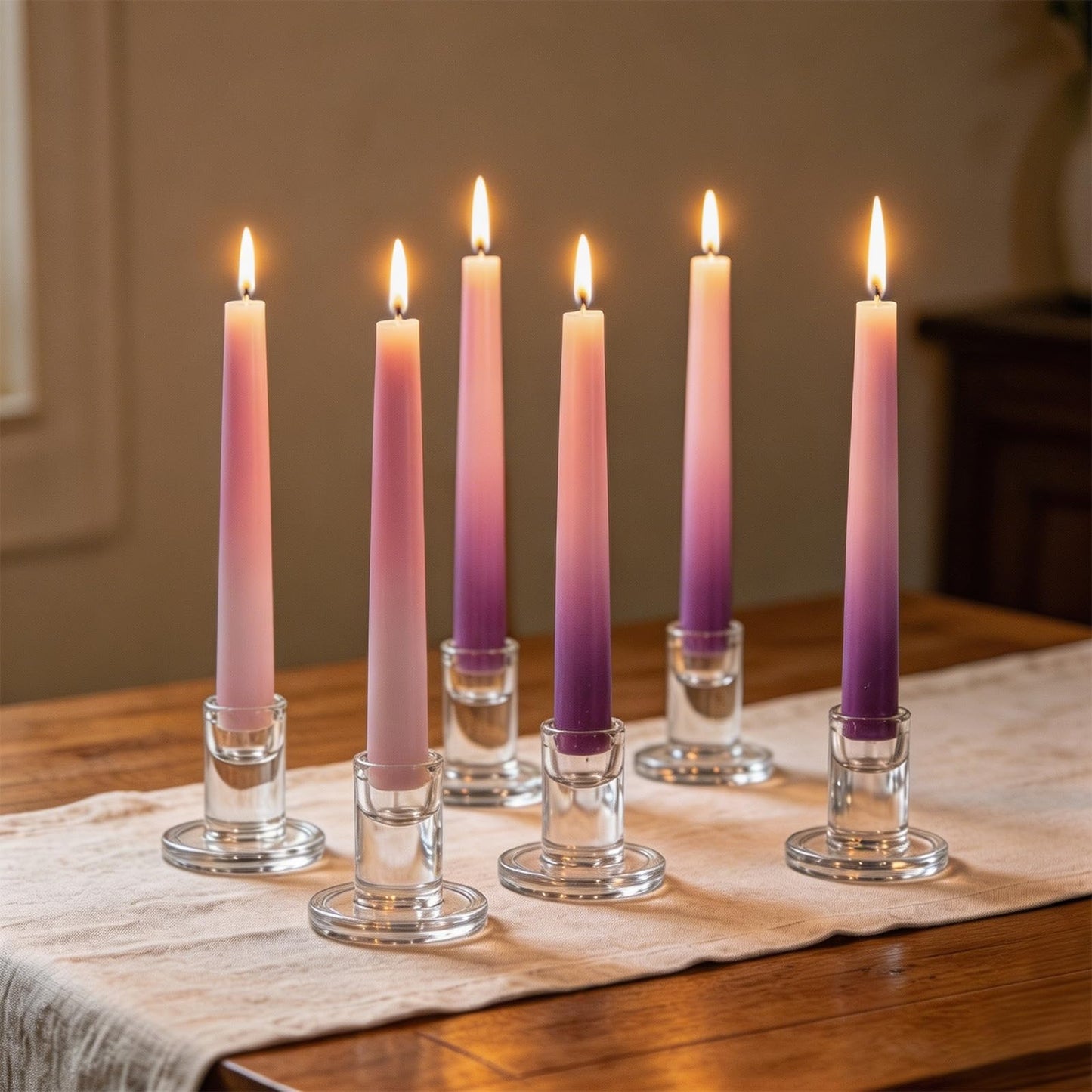 6 PCS Glass Taper Candle Holders Clear Short Tapered Candlestick Holders Set Small Glass Candle Stick Holder Decor for Table Centerpiece Wedding Dining Room Party Christmas Home Decorations