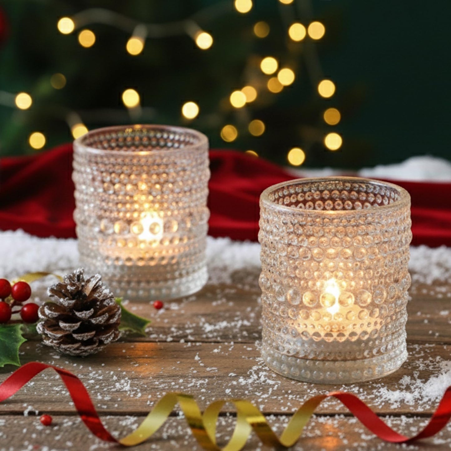 TRIRITE 36 Pcs Clear Votive Candle Holders for Wedding, 2x2.5 Elegant Tealight Candle Holder, Vintage Tea Light Holders for Bridal Shower & Table Centerpieces