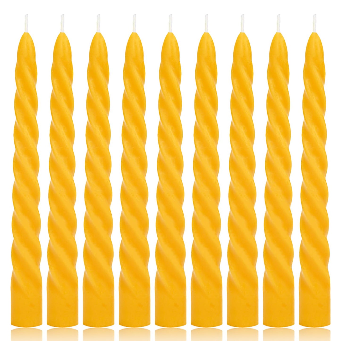 16 Pack Beeswax Taper Candles 7 inch Spiral Beeswax Candles 7 Hours Burning Natural Pure Bees Wax Candlesticks Unscented Smokeless Yellow Bees Wax Candles for Home Prayer