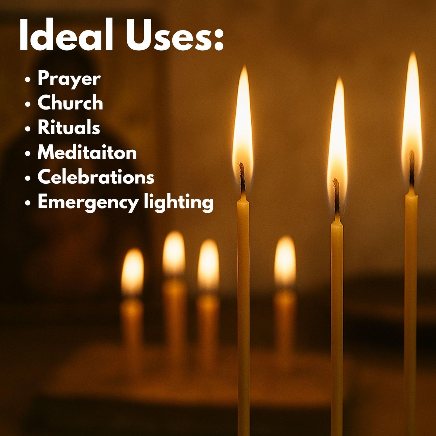 Australian Made Pure Beeswax Candles – Slim Church Candles, Ideal for Orthodox Services, Prayer, Meditation, Birthdays & Emergency Lighting Candle Non-Toxic, Drip-Free,Smokeless, 50pcs (6.3 x 0.20 in)