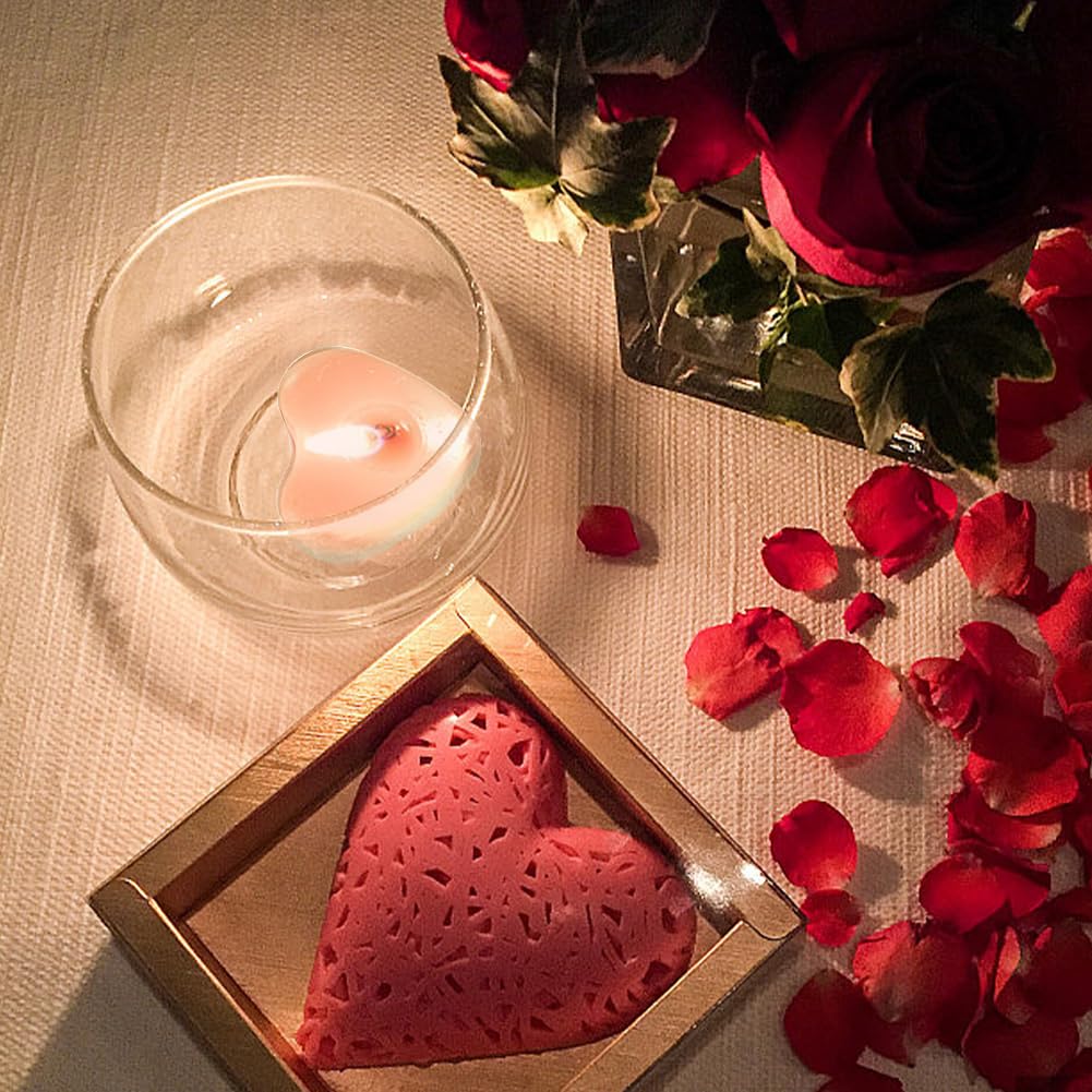 Pilarmuture Tea Lights Candles, 50pcs Heart Shaped Smokeless Tea Lights Candles Unscented Candles, Dripless & Long Lasting Mini Tealight Candles for Wedding Celebrations Home Party Decor