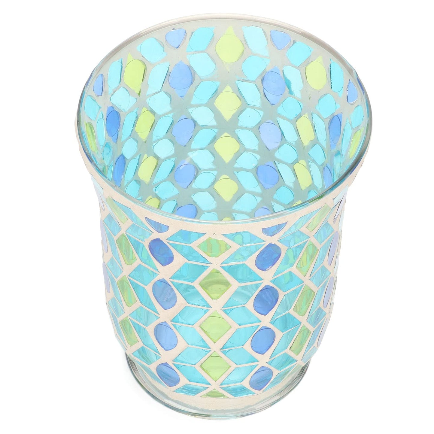 Adfaga Mosaic Glass Candle Holder Handcrafted Windproof Decorative Floral Tealight Holder for Home Decor Cafes Restaurants Wedding Centerpiece