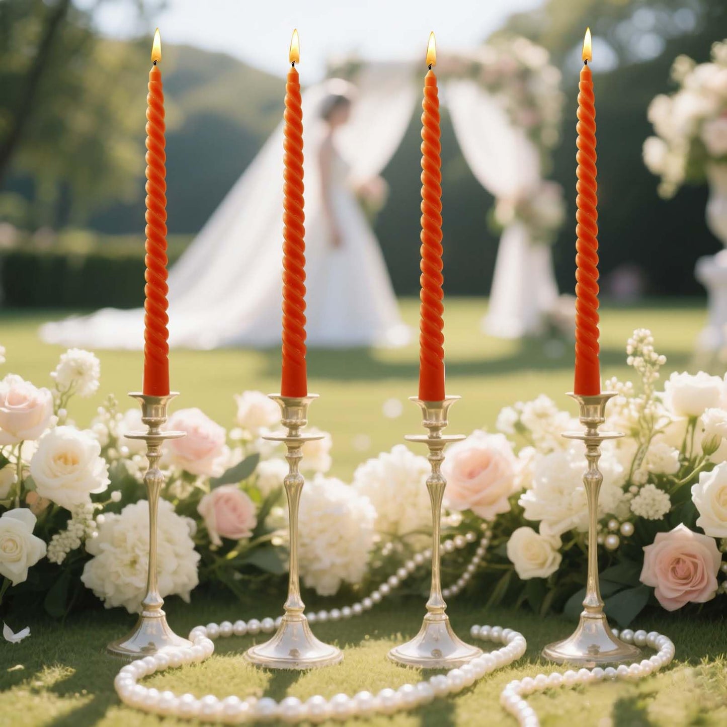 Taper Candles,10 inch-Set of 4 Metal StyleTapered Candles, Long Candle,Tall Candlesticks, Long Candle Sticks,Spiral Taper Candle,Home Dinner, Party, Wedding, Halloween (4, Orange, 10 inch)