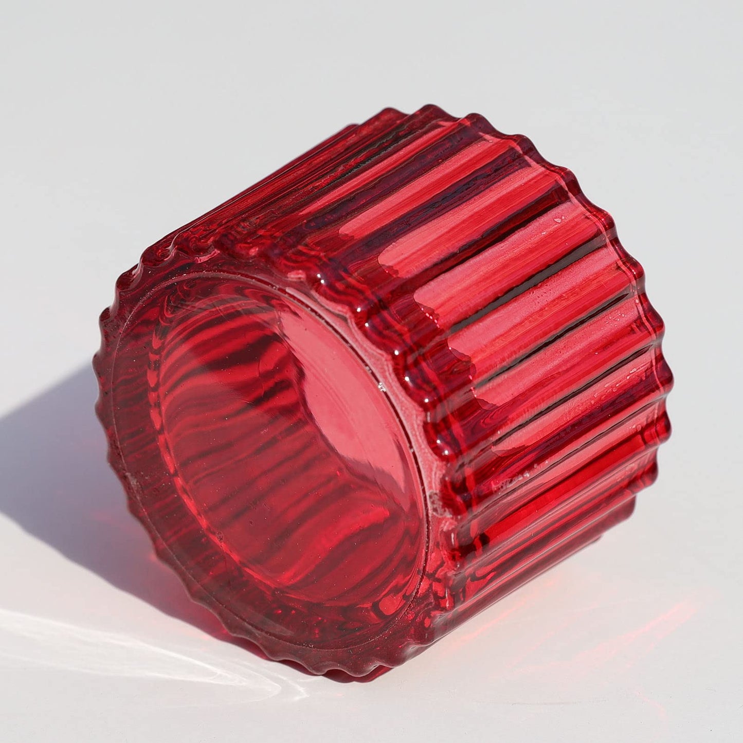 VOHO Red Candle Holders for Table Centerpiece, Tealight Candle Holder Set of 12 for Small Tealight Candles, Glass Votive Candle Holders for Her Valentine Christmas(2 x 1.4 Inch)