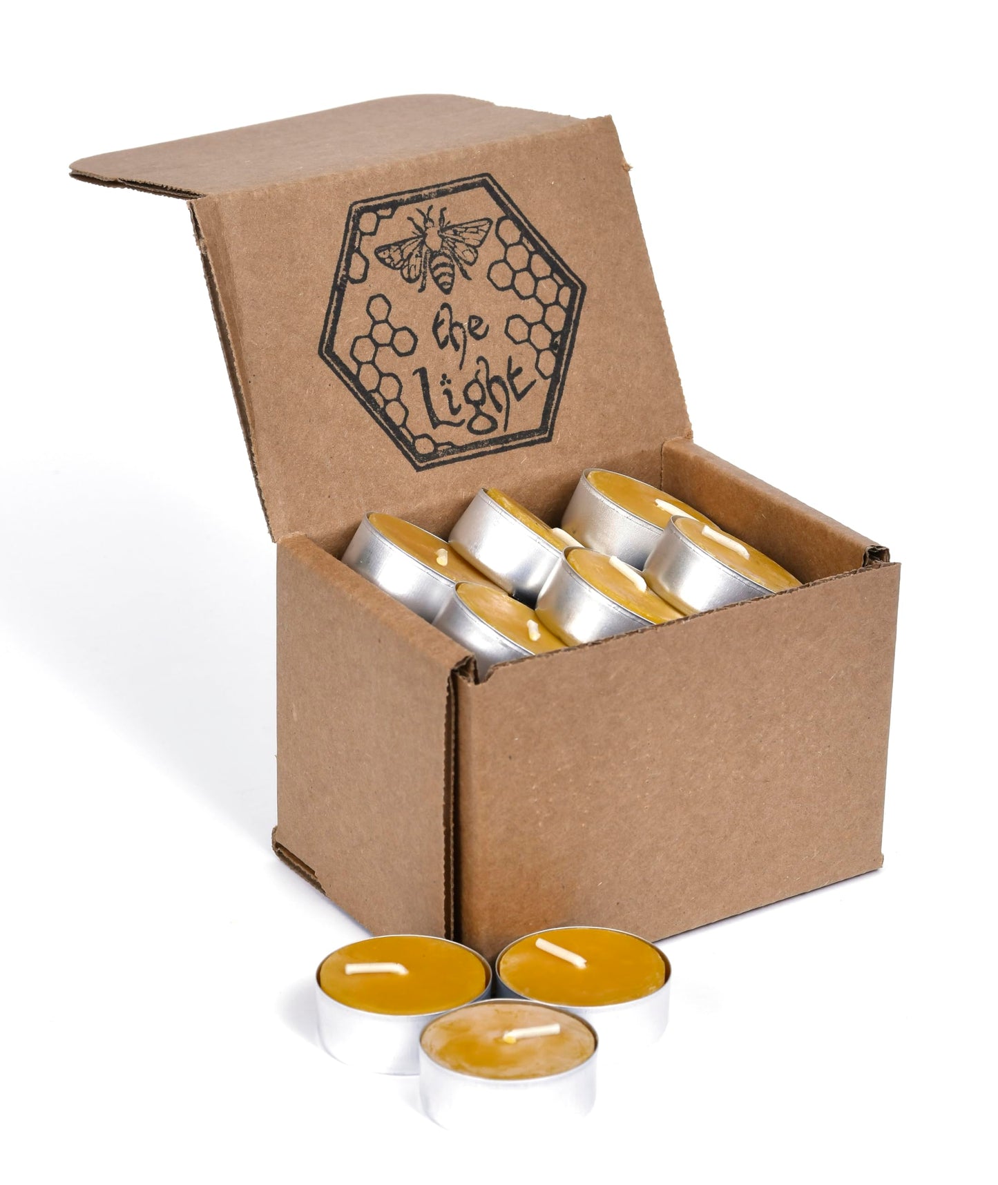 Pure Beeswax Tealights - Unscented Smokeless & Clean Burning Non-Toxic Tea Lights with Light & Natural Honey Scent, 4-Hour Burn Time, 1.5 x 0.5-Inch Handmade Candles, 24-Pack, by BeeTheLight