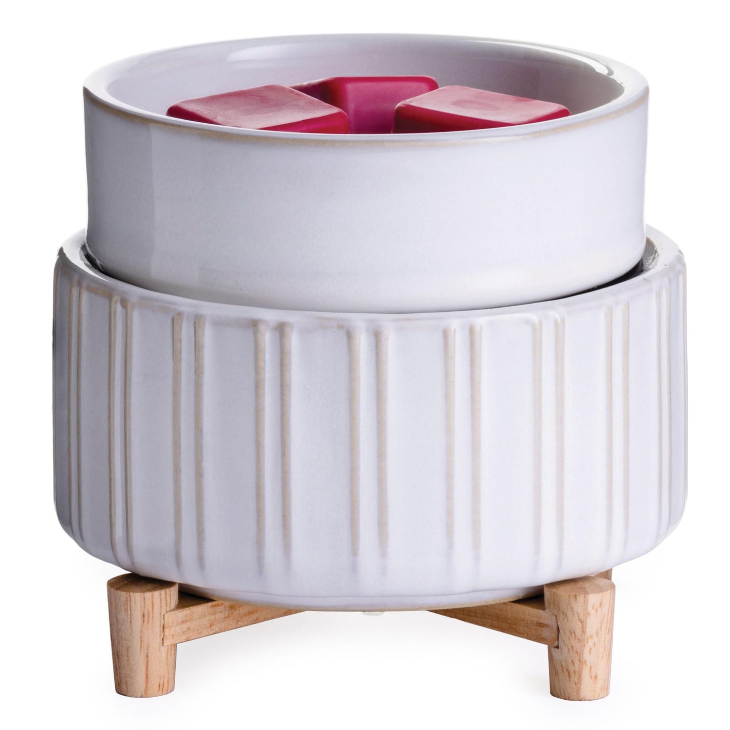 Candle Warmers ETC 2-in-1 Candle and Fragrance Warmer for Warming Scented Candles or Wax Melts and Tarts with to Freshen Room, Ceramic and Wood