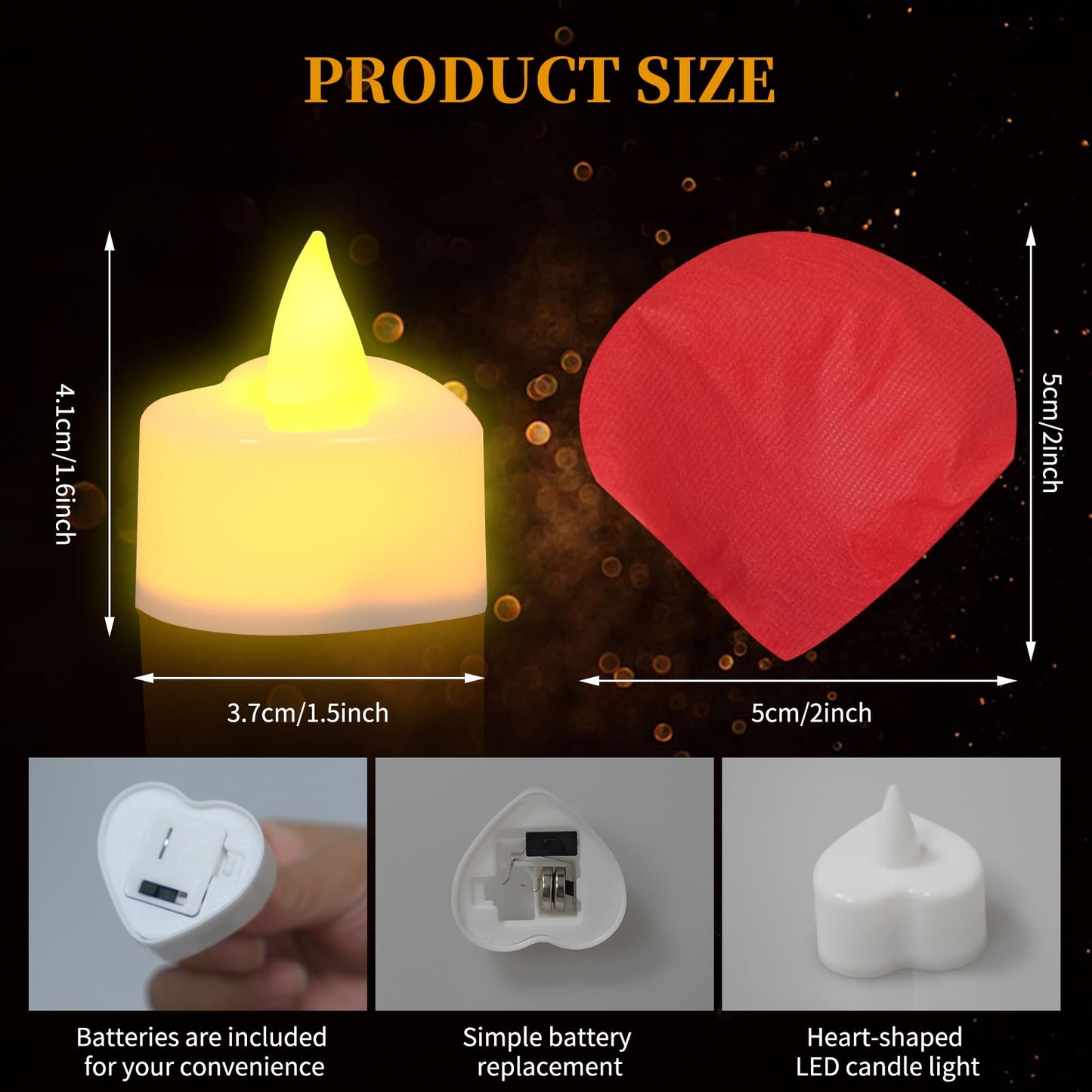 SENONAPO 10000 Pcs Artificial Rose Petals and 120 Pcs Candles Set Heart Candle Lights Flameless LED Tealight Candle Fake Rose Petals for Wedding Anniversary Valentines Day Bedroom Decor