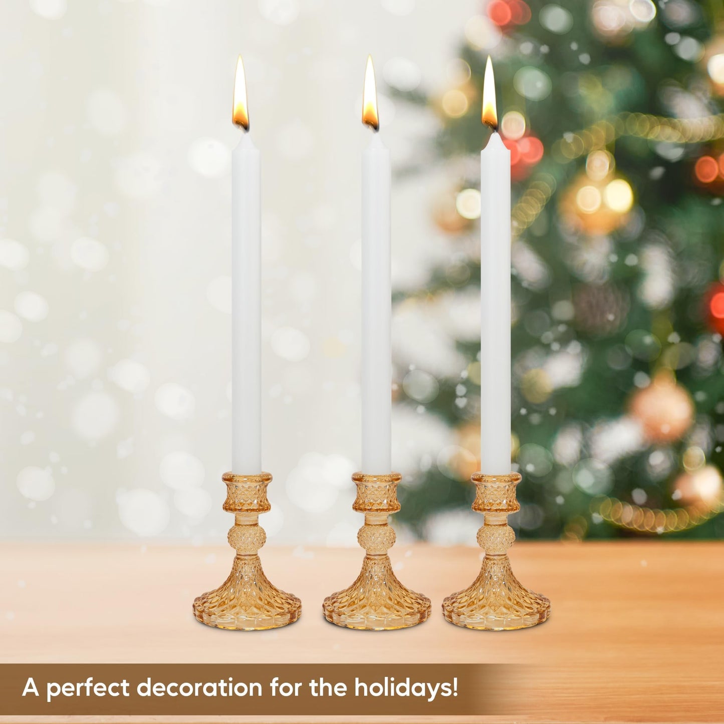 Crystal Glass Candlestick Holder Taper and Pillar Candle Holder Desktop Decoration for Wedding Dinning Party-3 pcs