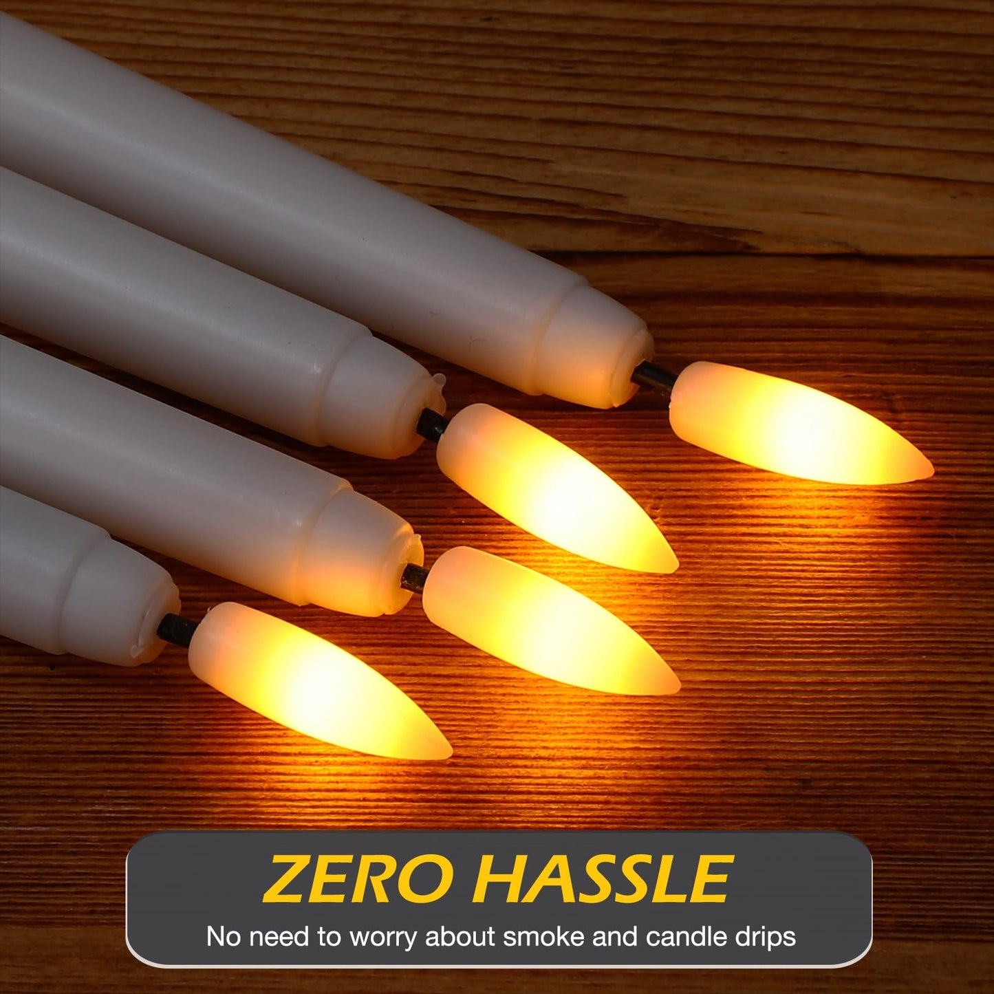 Tuanse 20 Pcs Flickering Flameless Taper Candles Bulk LED Battery Operated Realistic Flame Effect with Remote & Timer Safe No Fire Wax Drip Candles for Wedding Church Home Decor (12.4",White)