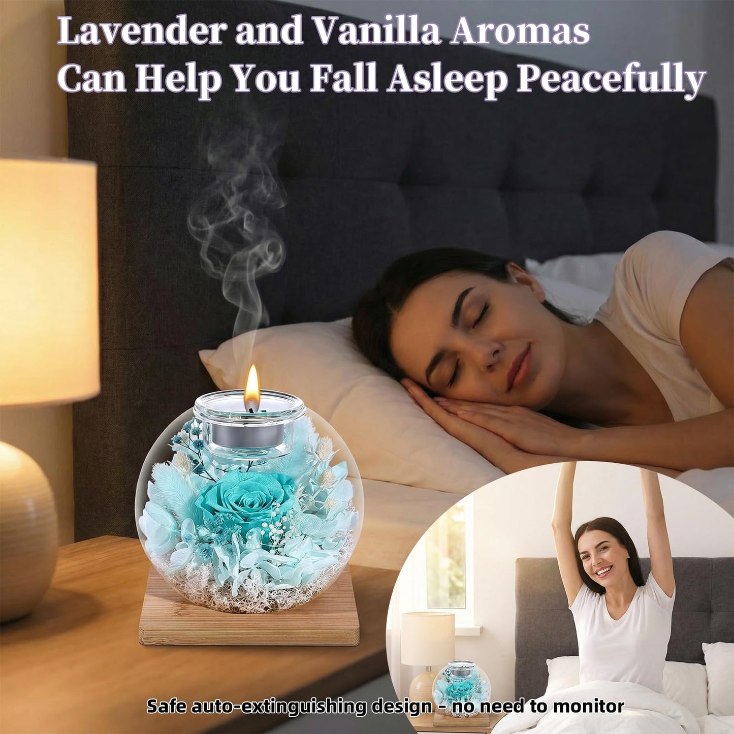 Gifts for Women Birthday Unique-Long-Lasting Real Flowers in Glass Dome Scented,Mother's Day Valentine Christmas Thanksgiving Birthday Gift for Women Mom Girlfriend Wife Home Decor (Nilan)