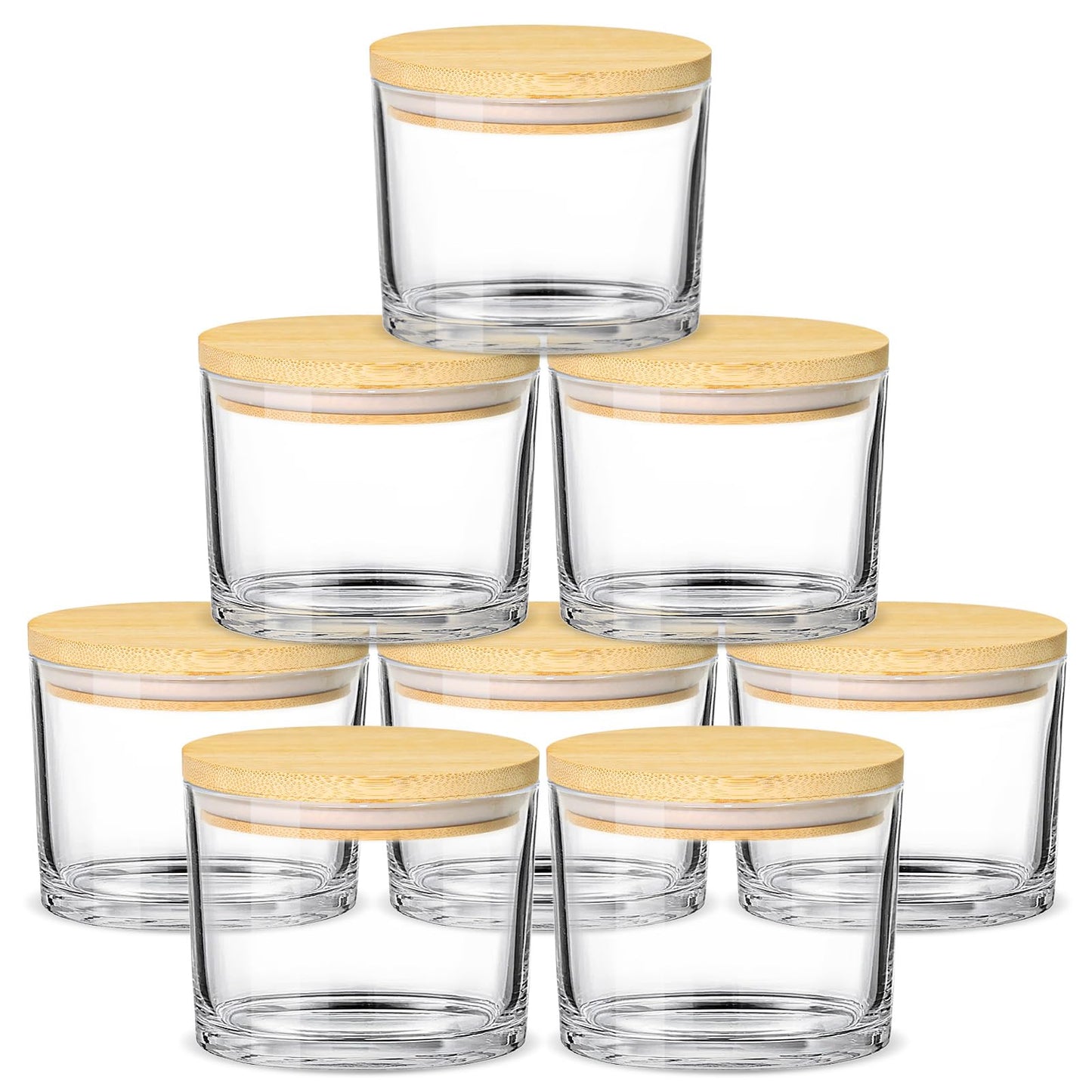 SUPMIND 12oz Candle Jars for Making Candles, 8 Pack Large Clear Glass Empty Candle Jars with Bamboo Lids, Wide Mouth Candle Container Bulk, Ideal for Candle Business
