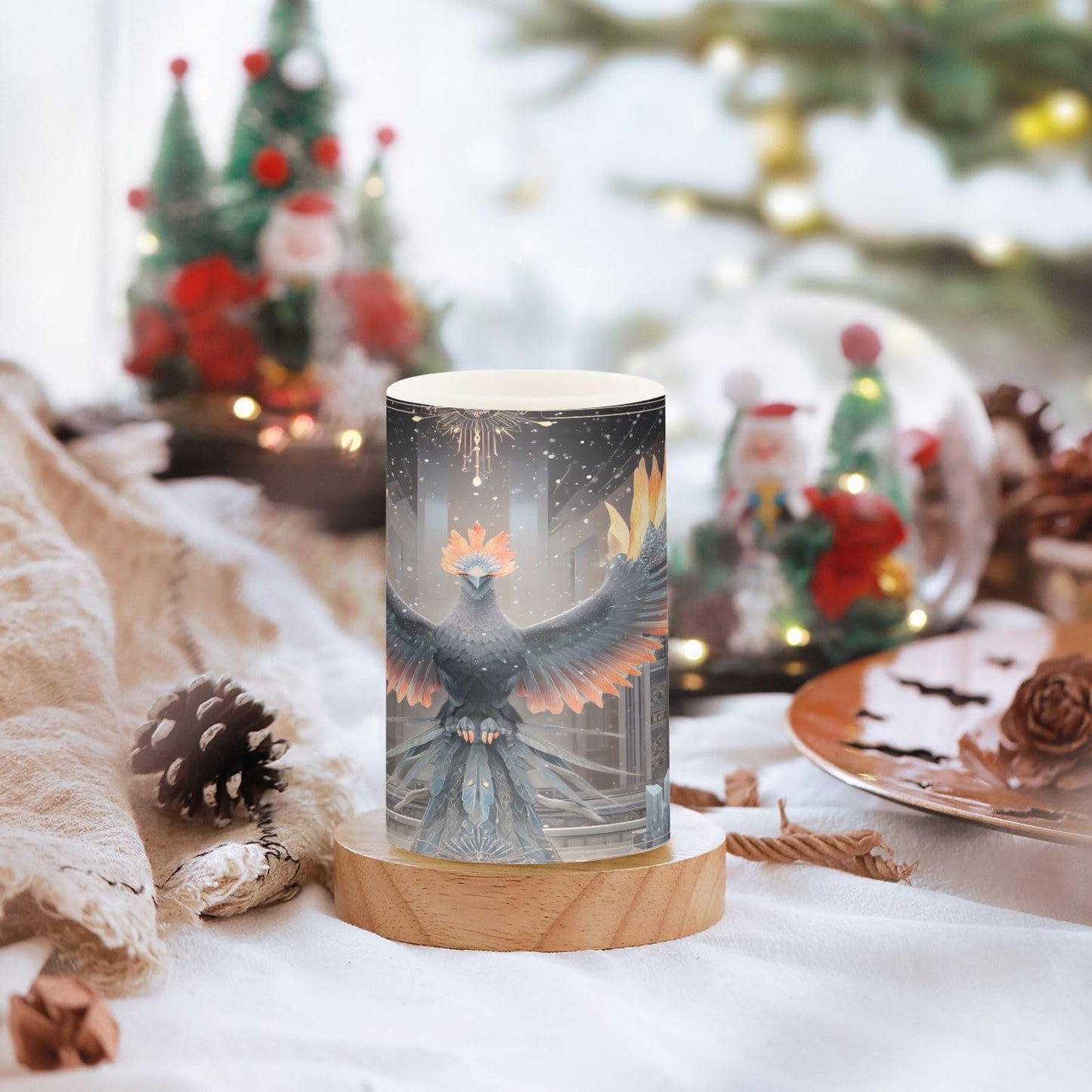 ALAZA Flameless Candles with Remote Timer,Bohemian Bird Battery Operated Candles Set of 2 LED Tea Lights Flickering Pillar Votive Candles for Indoor Outdoor Decor