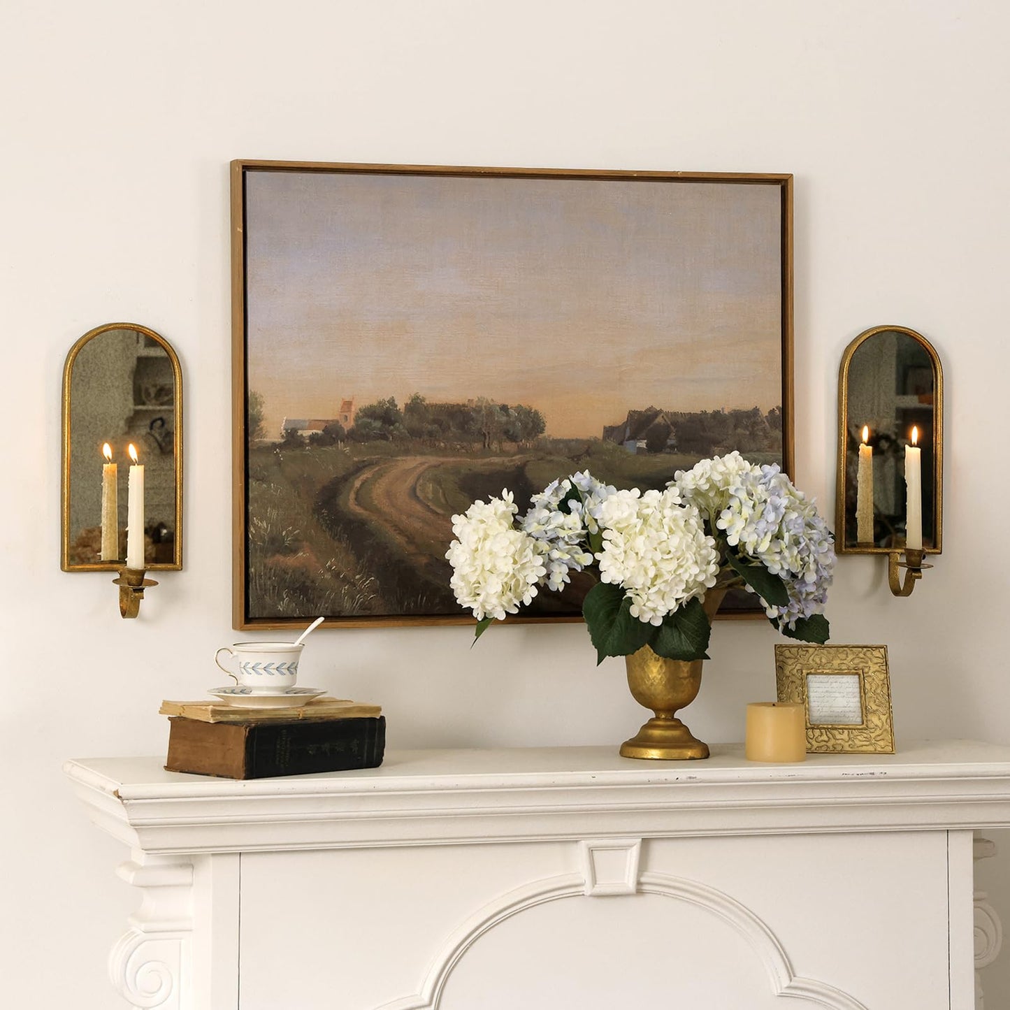 NIKKY HOME Antique Gold Wall Taper Candle Sconces Set of 2