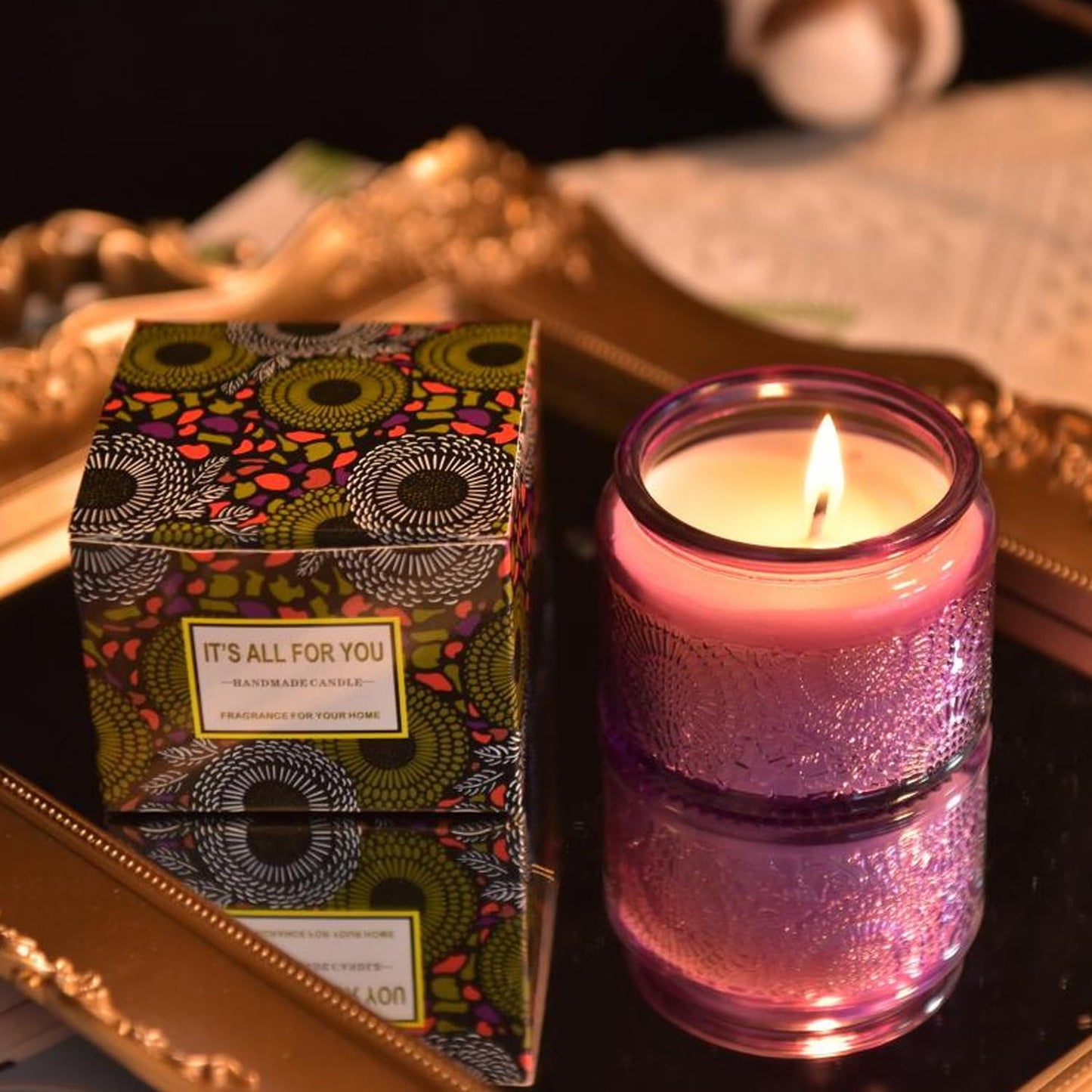 Embosse Scented Candle Glass in Jar,230G Perfume Floral Soy Wax Aroma Candle for Wedding Anniversaries Birthday Holiday Home Decor,Prefect Gift for Meditation Stress Relief Mood