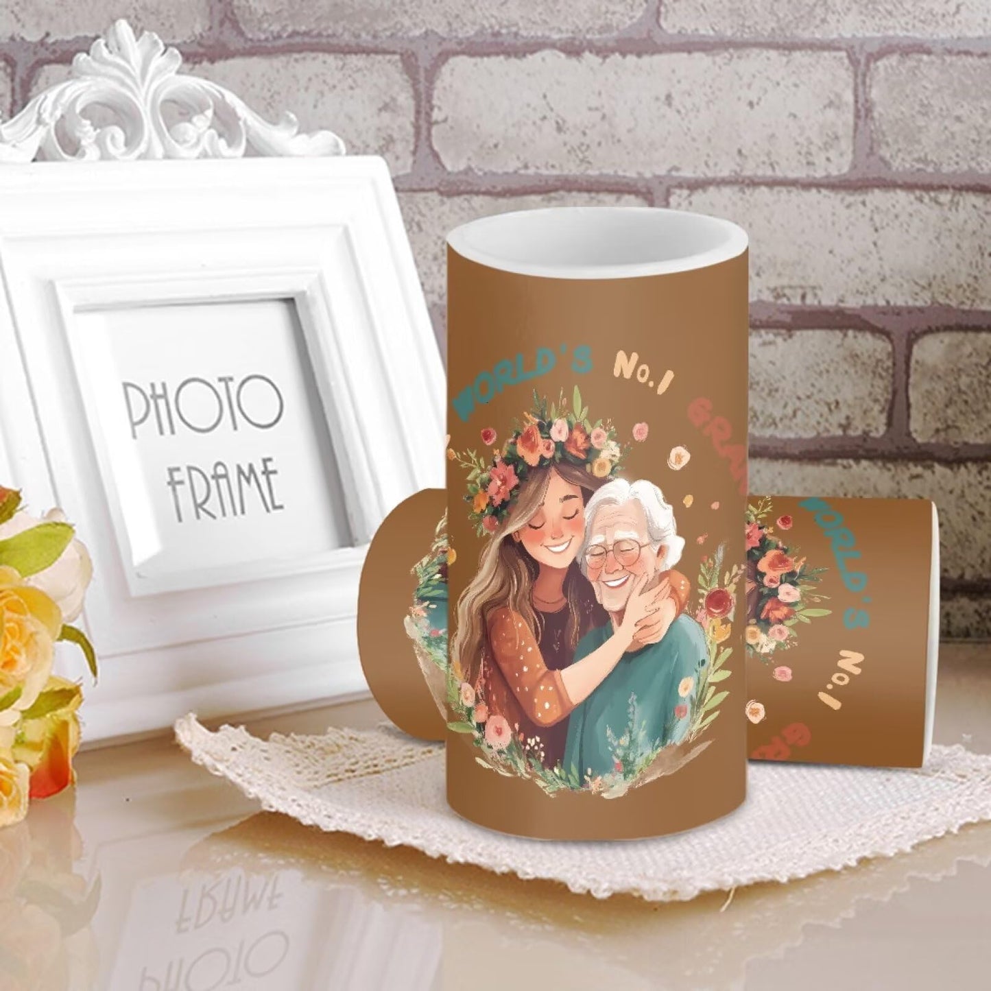 Luarisgur to The Worlds No 1 Grandma Decorations Indoor Candles with Floral Flameless Candles with Remote and Timer 2 Pack Battery Operated Grandma Mothers Day Themed LED Candles for Gift Home Decor