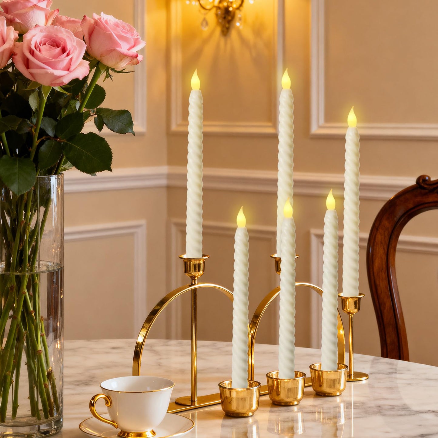 Mwizbyot 6 Pack Flameless Taper Candles, 10 Inch LED Window Candles