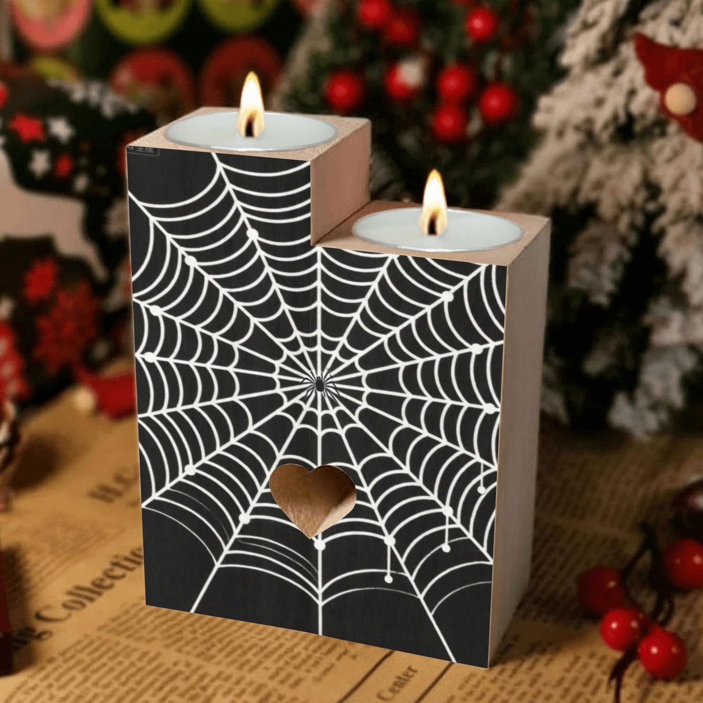pnyoin Animal White Net Candle Holders Gift for Women Wooden Heart Candlestick Personalized Christmas Birthday Graduation Friendship Gifts Home Wedding Dinning Party Decorative