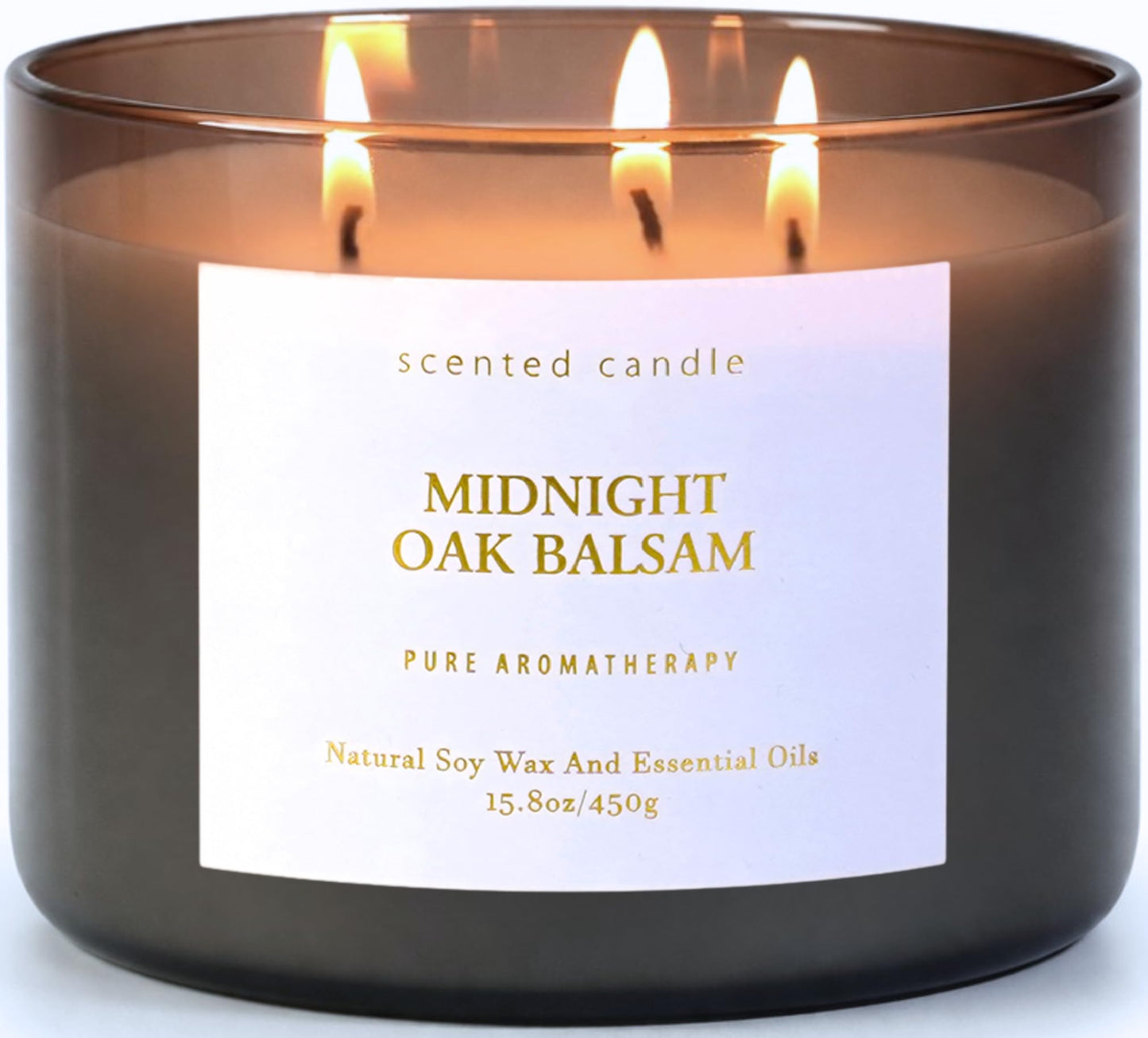 Midnight Oak Balsam 3-Wick Scented Candle | 15.8 oz Large Balsam Cedar Woodsy Soy Wax Candle for Home | Forest Calming Scented Candle | Clean Burning, Long Lasting | Candle Gift for Men & Women