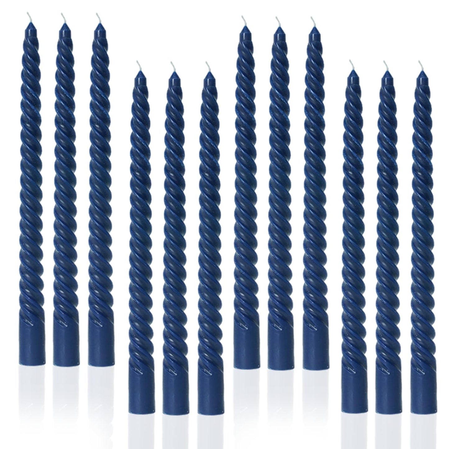 LPUSA Navy Spiral Taper Candle Sticks Tall Taper Unscented Candle for Holiday,Wedding and Home Decoration,10inch,12 Pack(E-Navy)