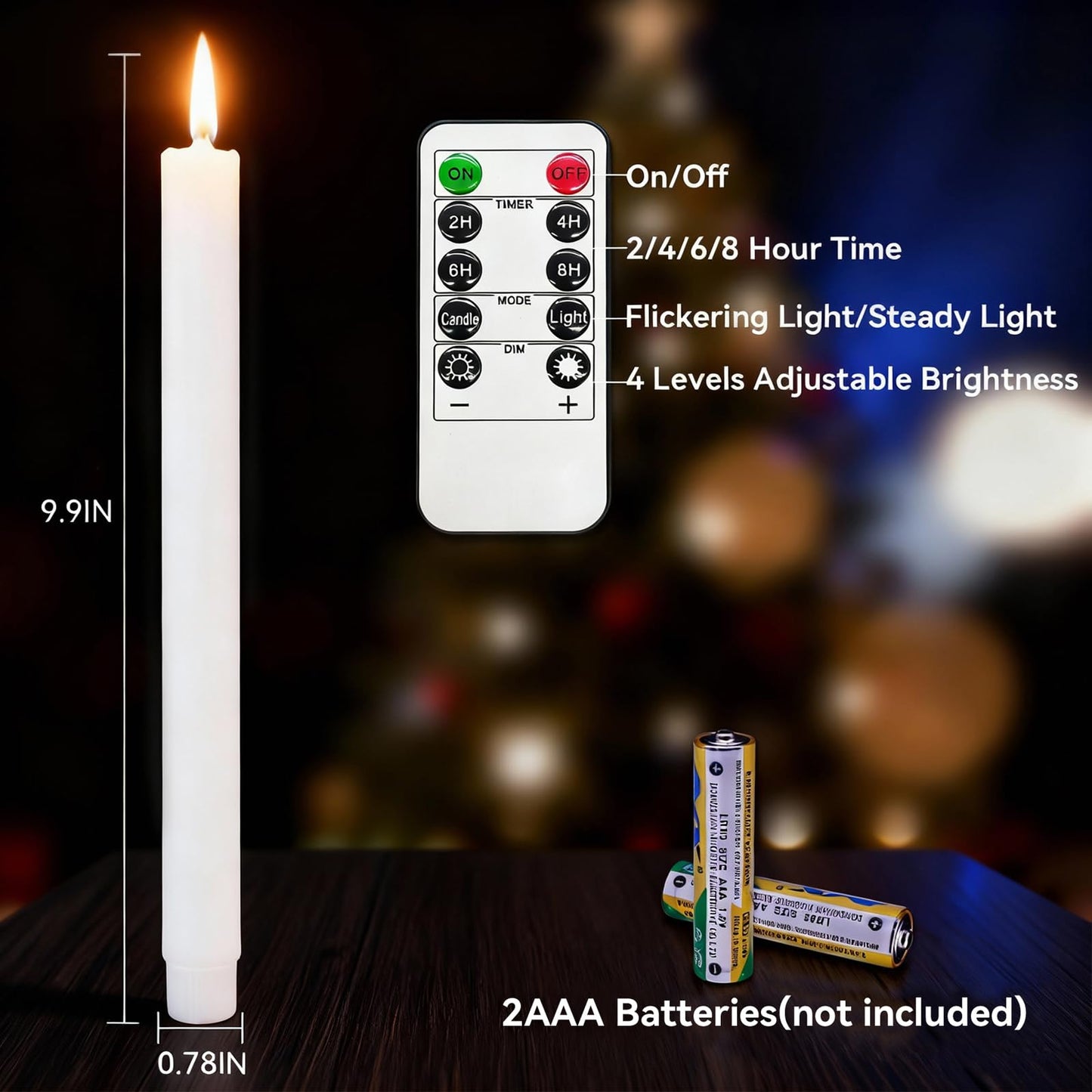 SUNGEGE Flameless Taper Candles 9.9 Inch Battery Operated – 6 Pack Beige Realistic Flickering Flame Remote Control Dimmable LED Candles with Timer for Chandelier Candelabra Wedding Holiday Decor