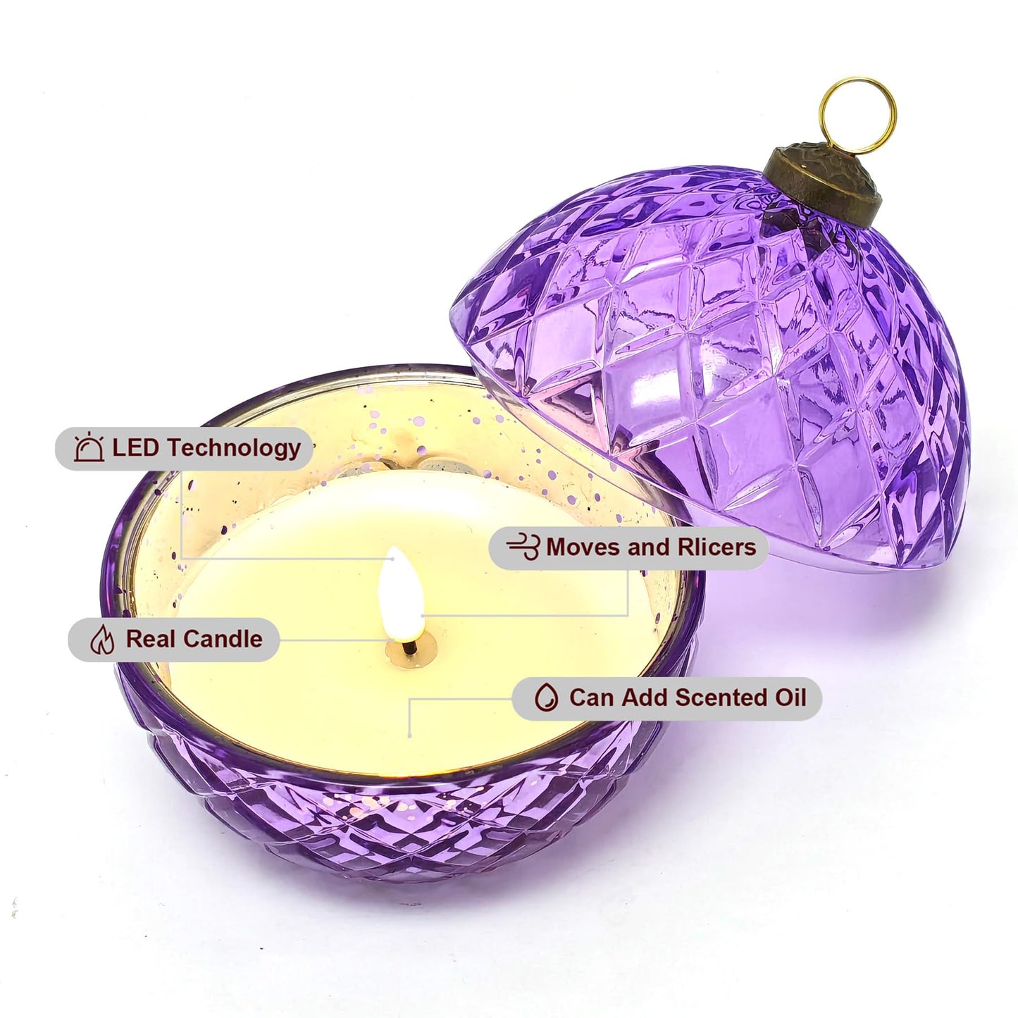 WNP Glass Flameless LED Candles Battery Operated Flickering Jar Lights for Halloween Christmas Home Decor Perfect as Birthday Gift for Her Wife Girlfriend Anniversary Present and Party Decoration