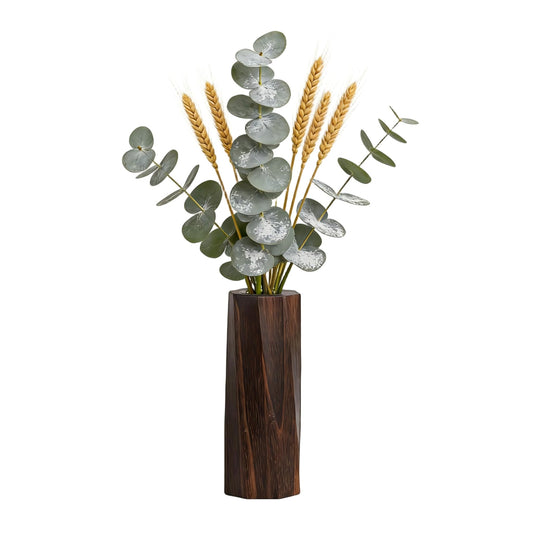 Handmade Eco-Friendly Wooden Vase Set - Natural Solid Paulownia Wood Vases for Home Decor, DIY Hand-Painted Design, Unbreakable Decorative Gift Set (7”, 10”, 12”)