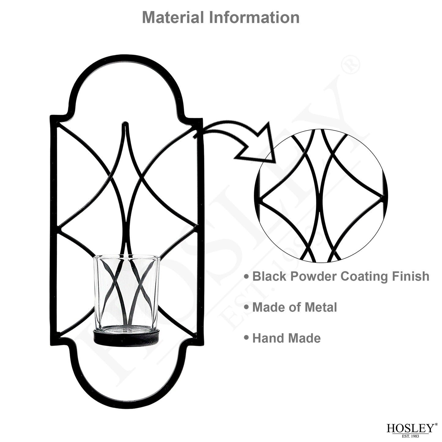Hosley Set of 2 Iron Tealight Wall Sconces – 12” Decorative Candle Holders for Home Decor, Living Room Bedroom Hallway, Wedding & Housewarming Gift