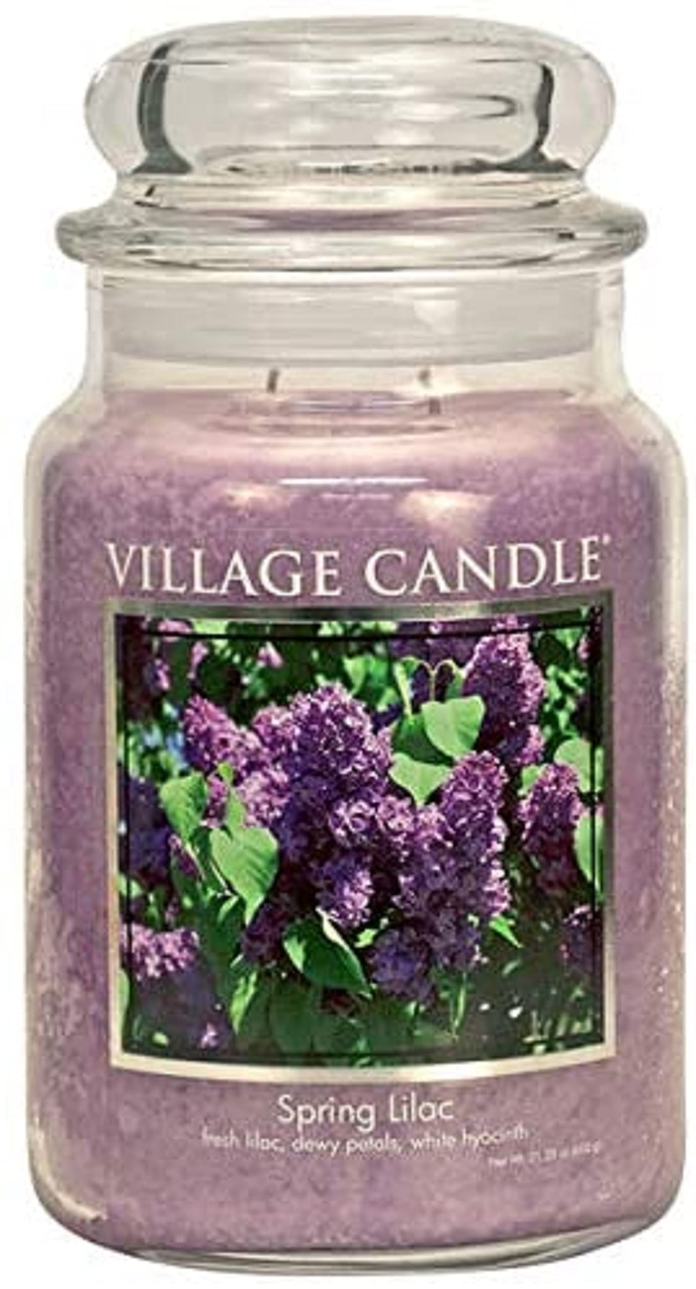 Village Candle Spring Lilac Large Glass Apothecary Jar, Scented Candle, 21.25 oz., Purple
