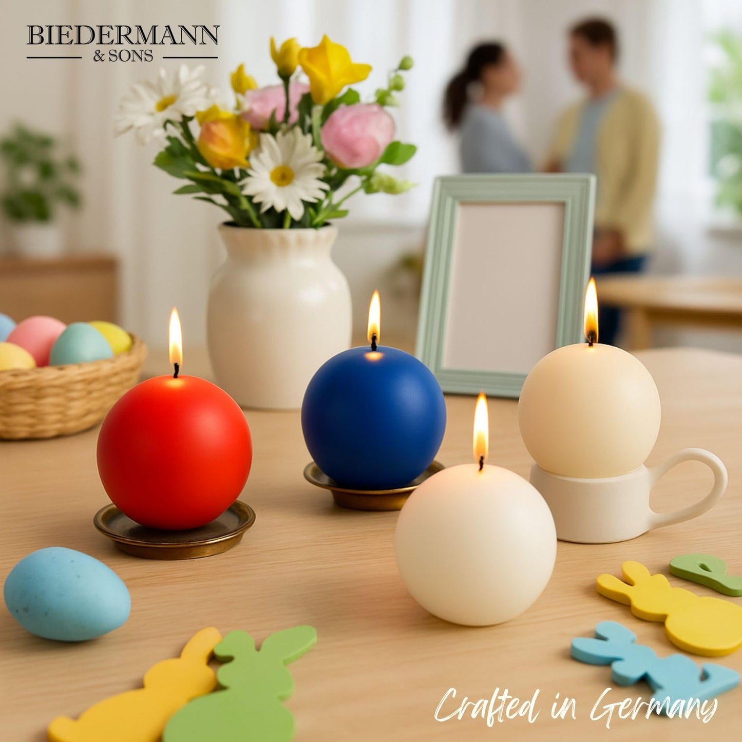 Biedermann & Sons 8-Hour Long Burning Unscented Round Ball Candles, Royal Blue, 2.5 Inch - Set of 4