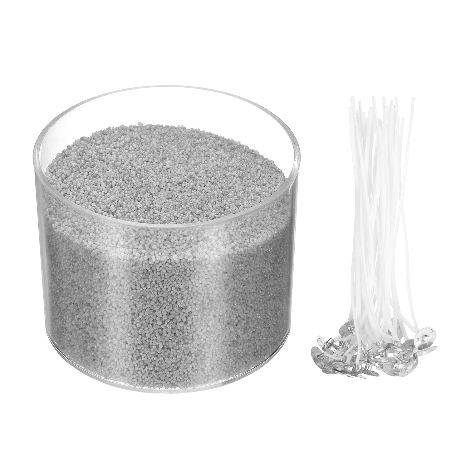 MECCANIXITY Pearled Sand Candles with 30 Pcs Wicks 14Oz / 400g Candle Beads Refillable Powder Sand Wax Making Kit for Thanksgiving Christmas Wedding Party DIY Home Crafts, Gray