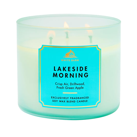Bath & Body Works Lakeside Morning 3-Wick Candle - Scented Candle for At-Home Use - Long-Lasting, Room-Filling Fragrance - High Fragrance Oil Concentration - Soy Wax Blend