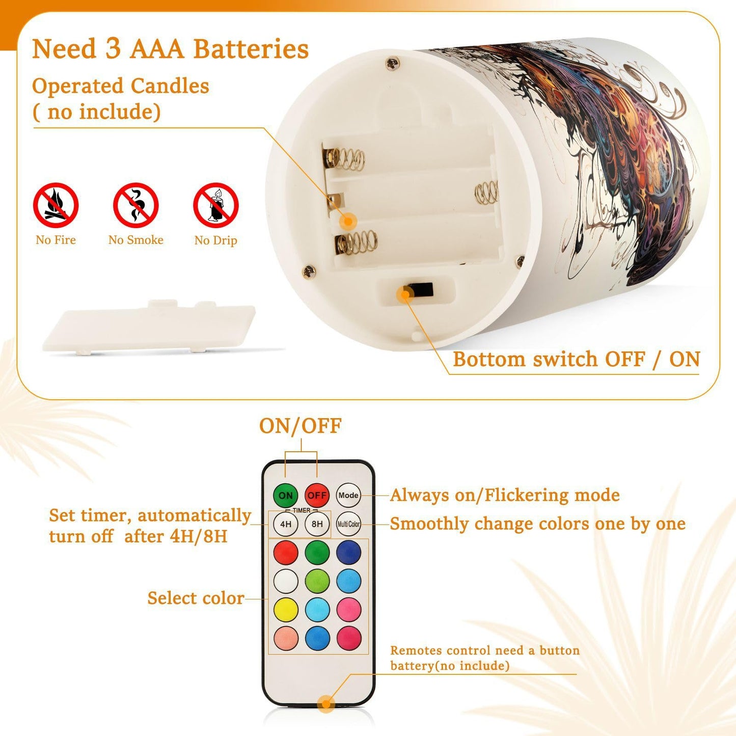 ALAZA Butterfly Flickering Flameless Candles Battery Operated with Remote Timer,Tea Light Candles LED Pillar Votive Candles Set of 2 for Outdoor Indoor Decorations