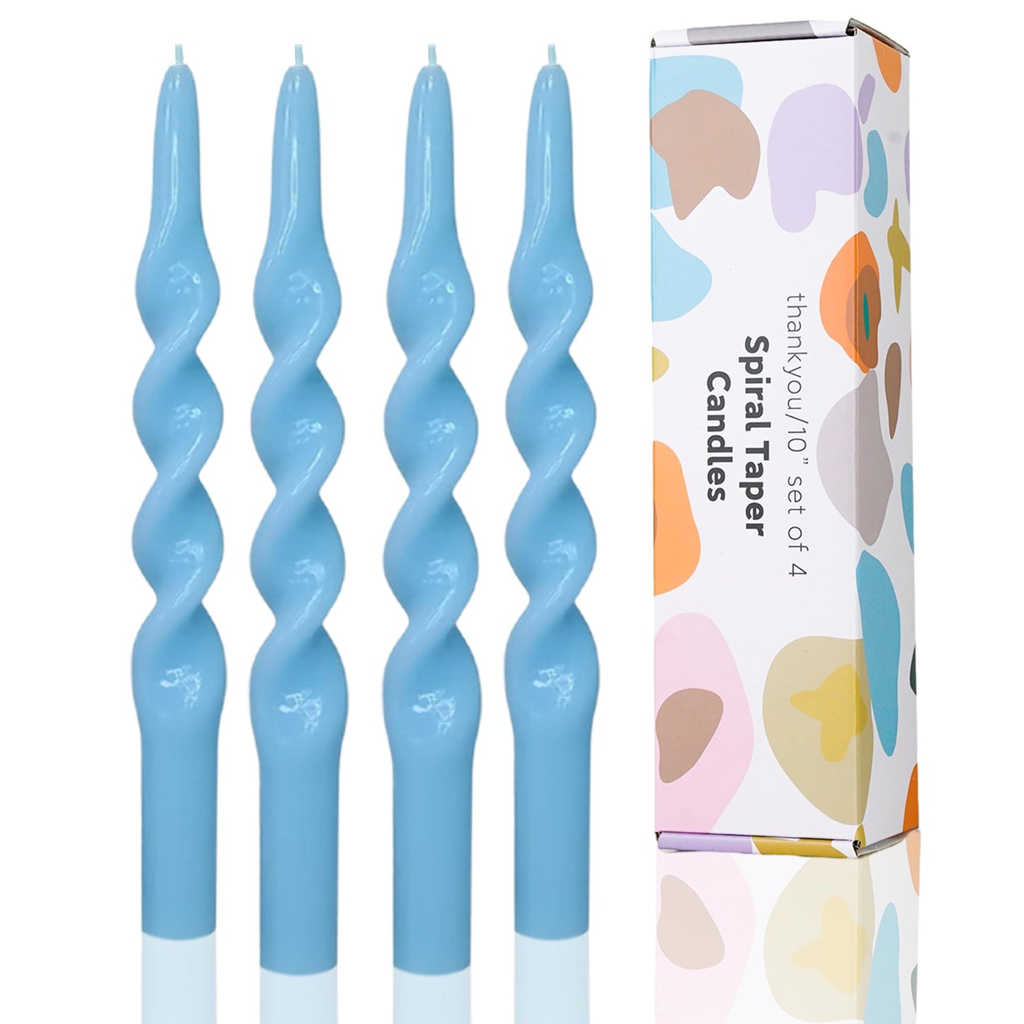 LPUSA Blue Taper Candle Sticks Spiral Tapered Candlesticks- Handmade Twisted Taper Candles for Table Decor Housewarming Gift Idea-10 Inch,4pcs(Bule-B)